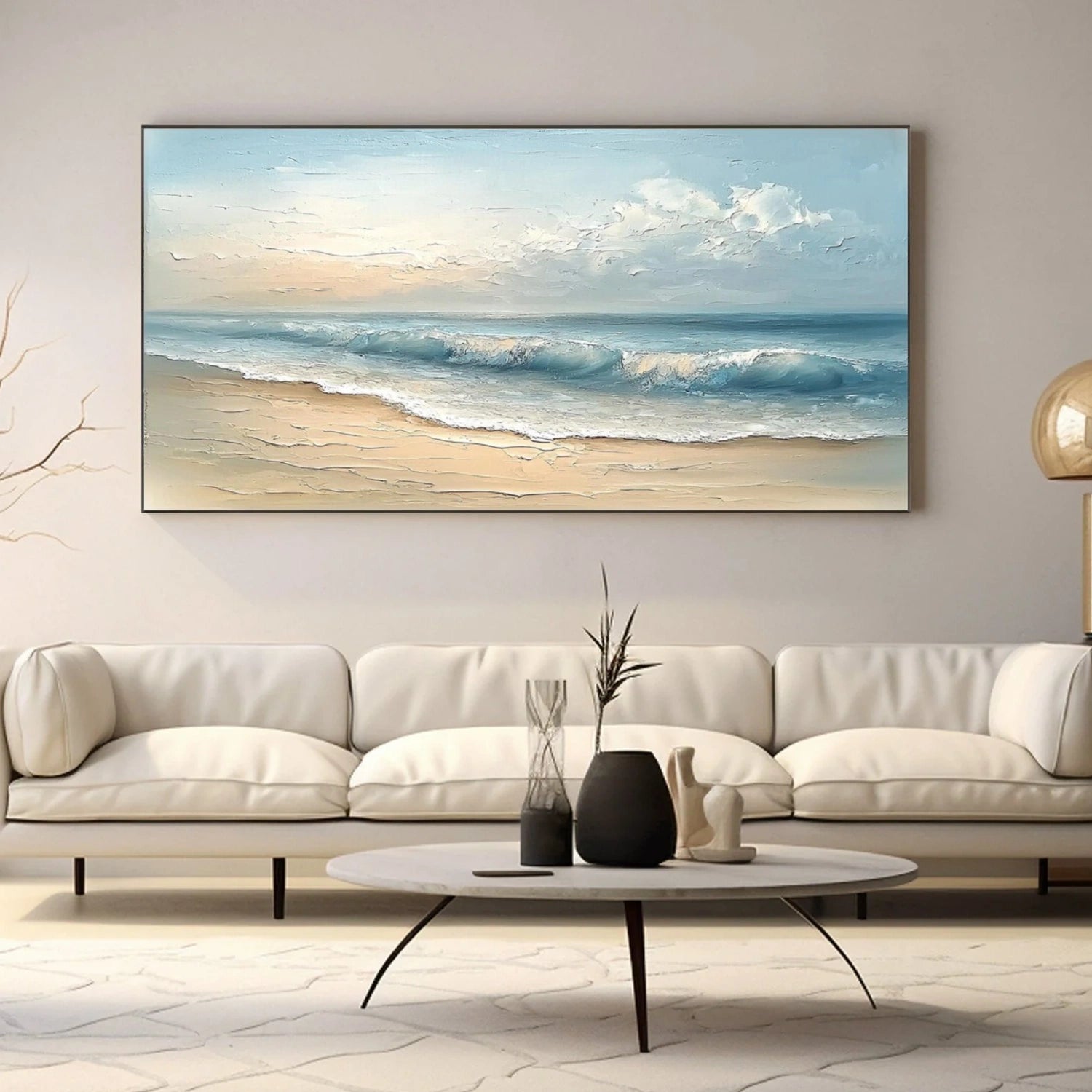 Sky And Ocean Abstract Textured Wall Art #SO348
