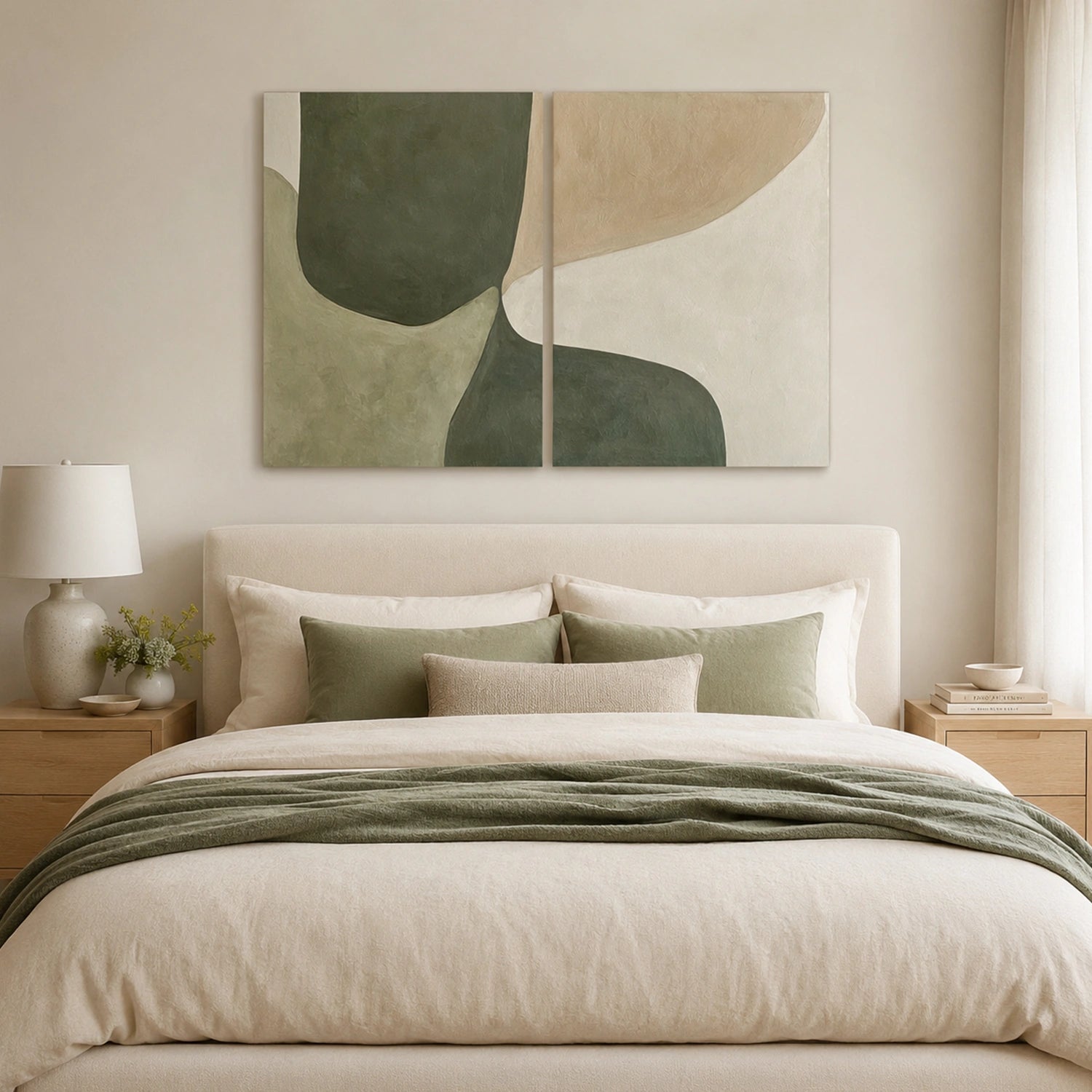 Green Minimalist Wall Art Set of 2 #GT058