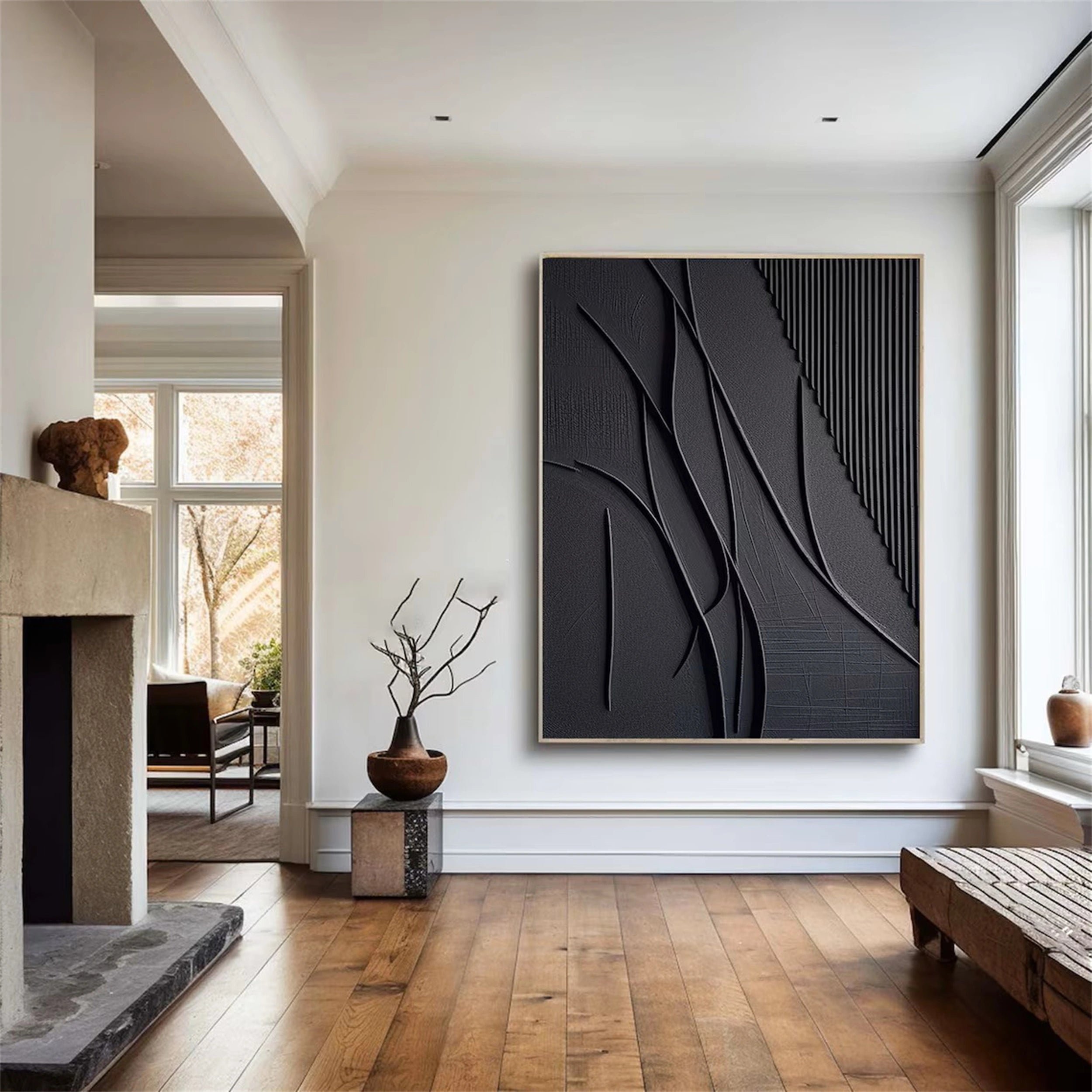Black Textured Minimalist Wall Art #BT035