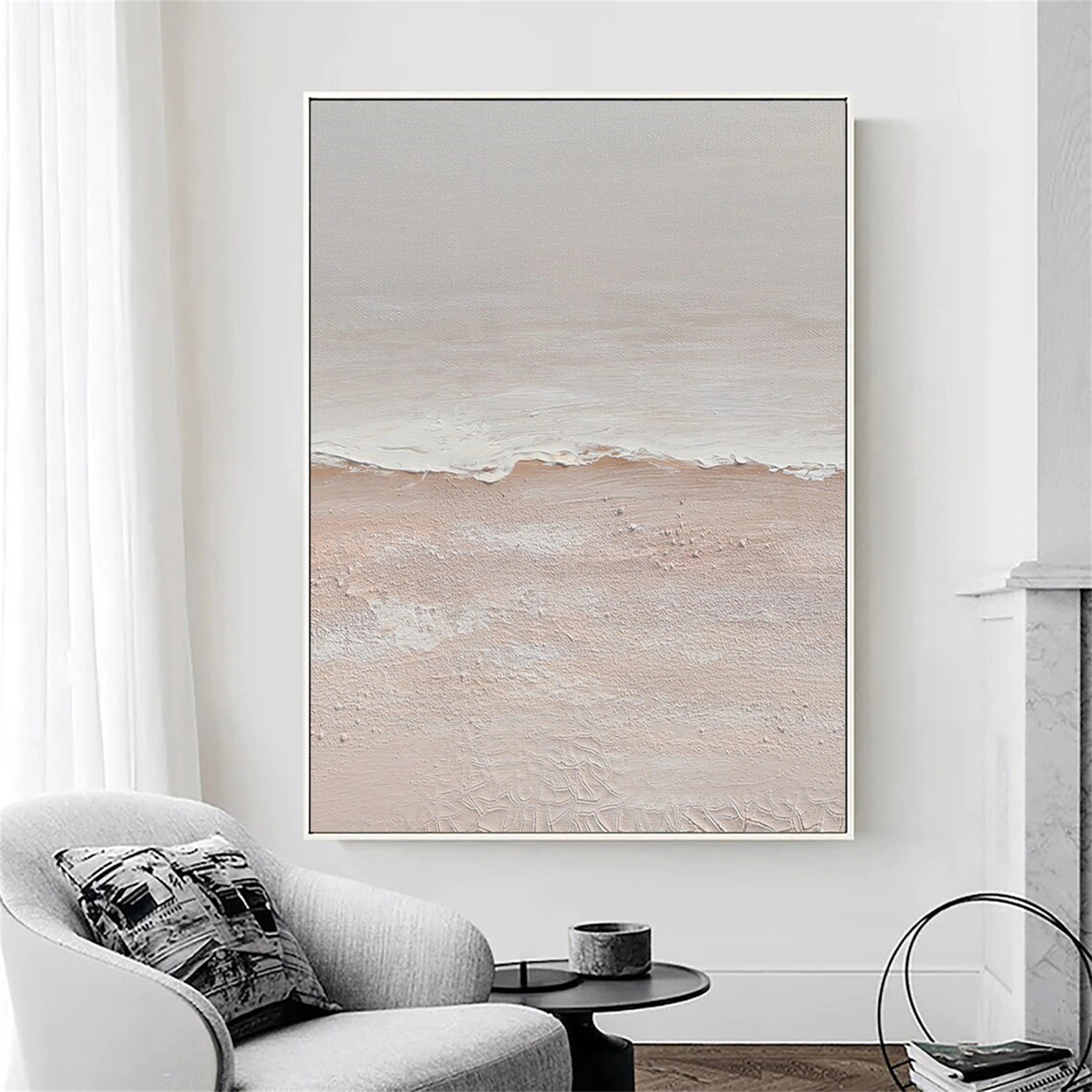 Beige & Brown Textured Minimalist Wall Art #BM023