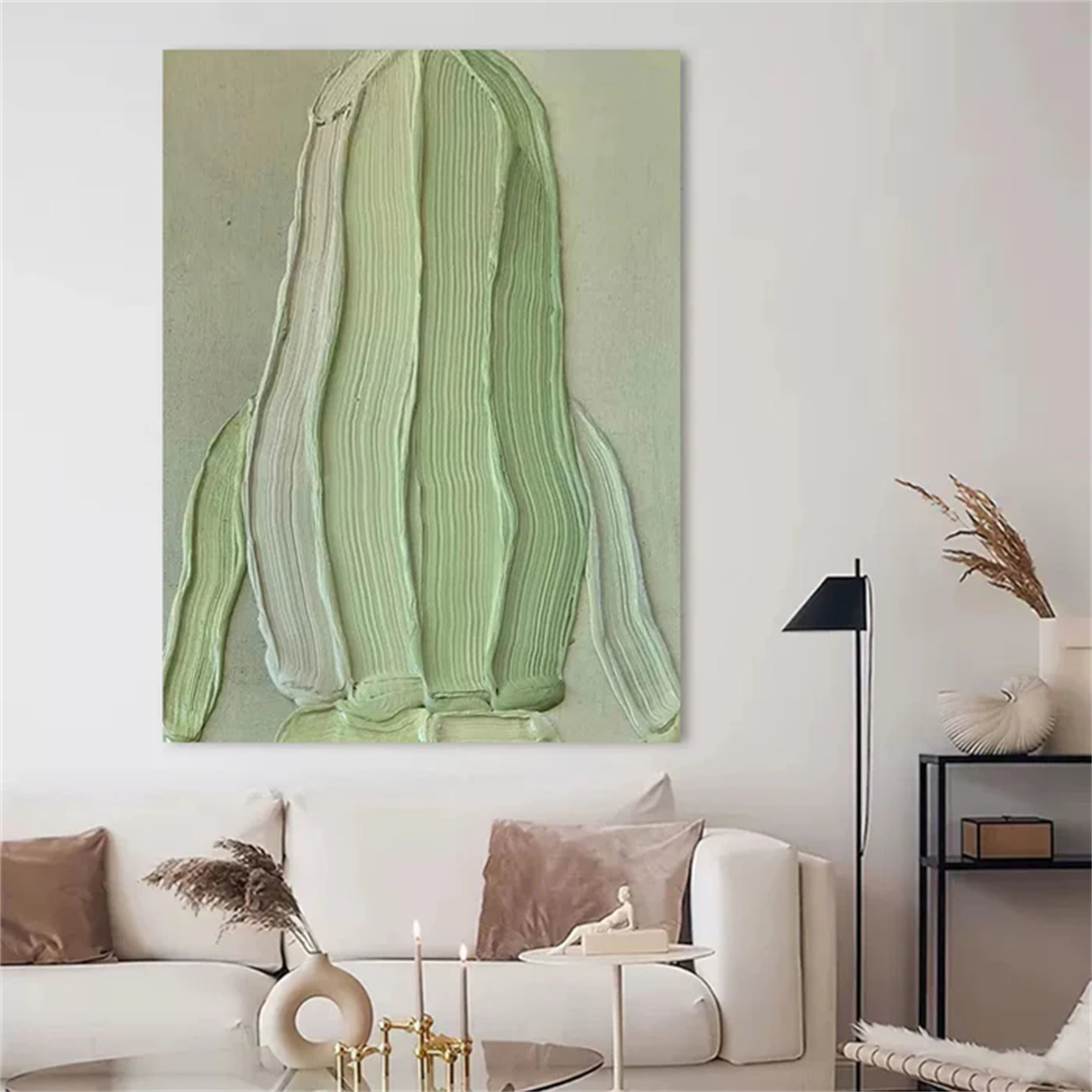 Green Textured Minimalist Wall Art #GT017