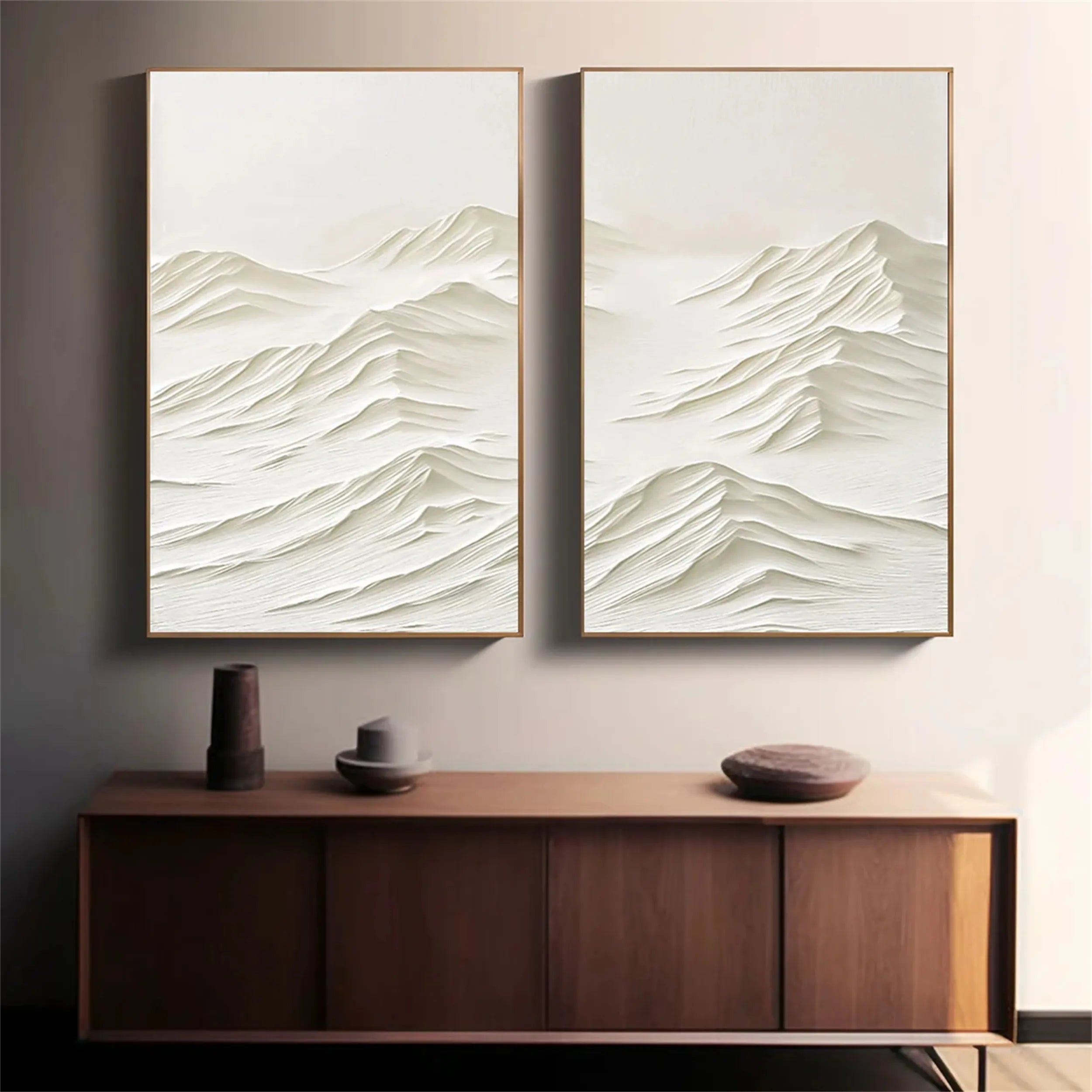 White Textured Minimalist Wall Art Set of 2 #WT132