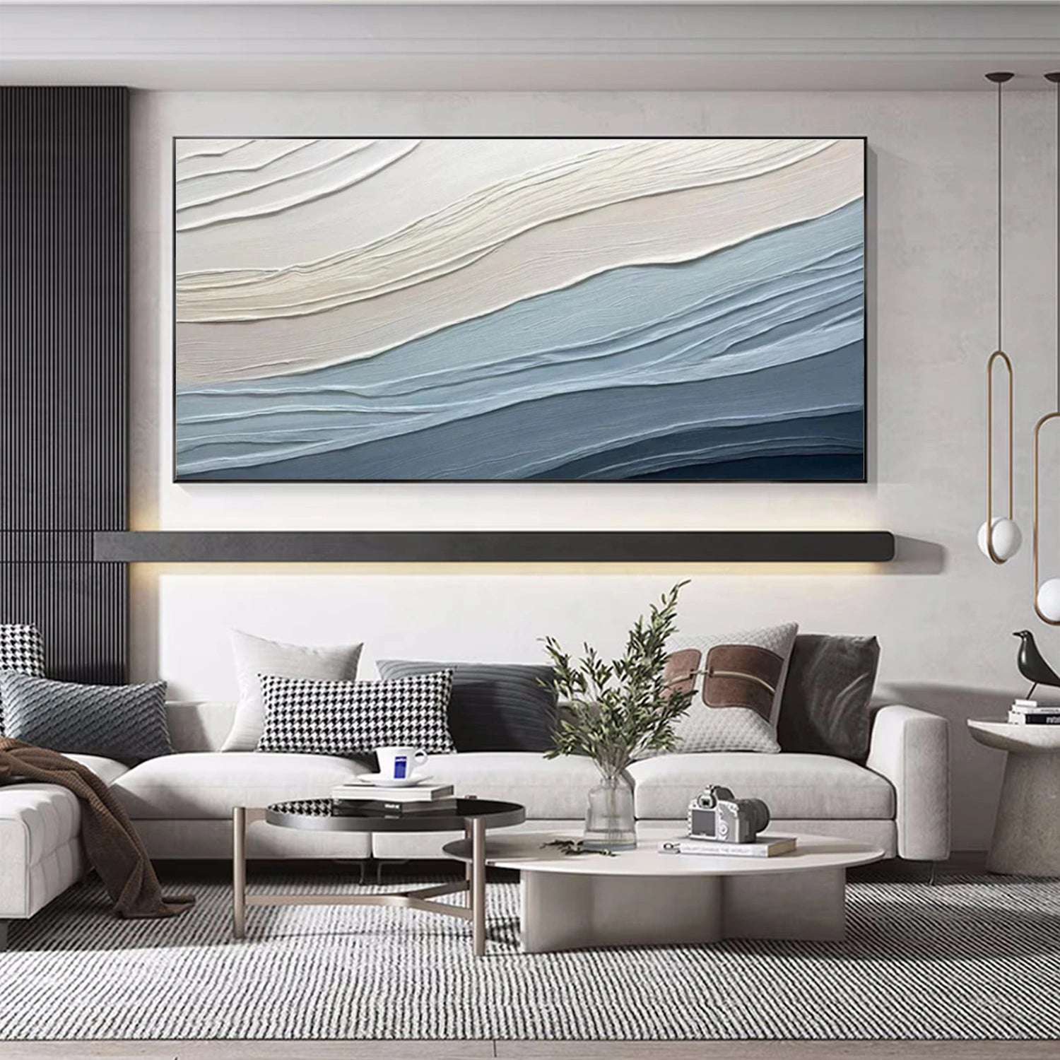 Blue Textured Minimalist Wall Art #WT216