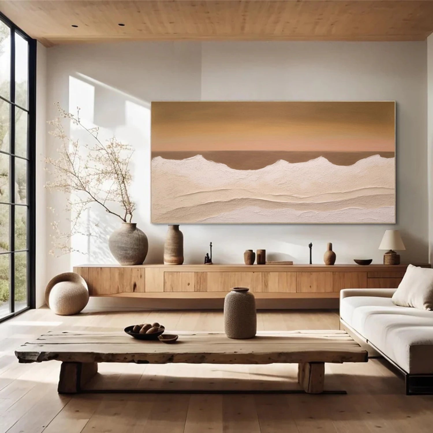 Sky And Ocean Abstract Textured Wall Art #SO408