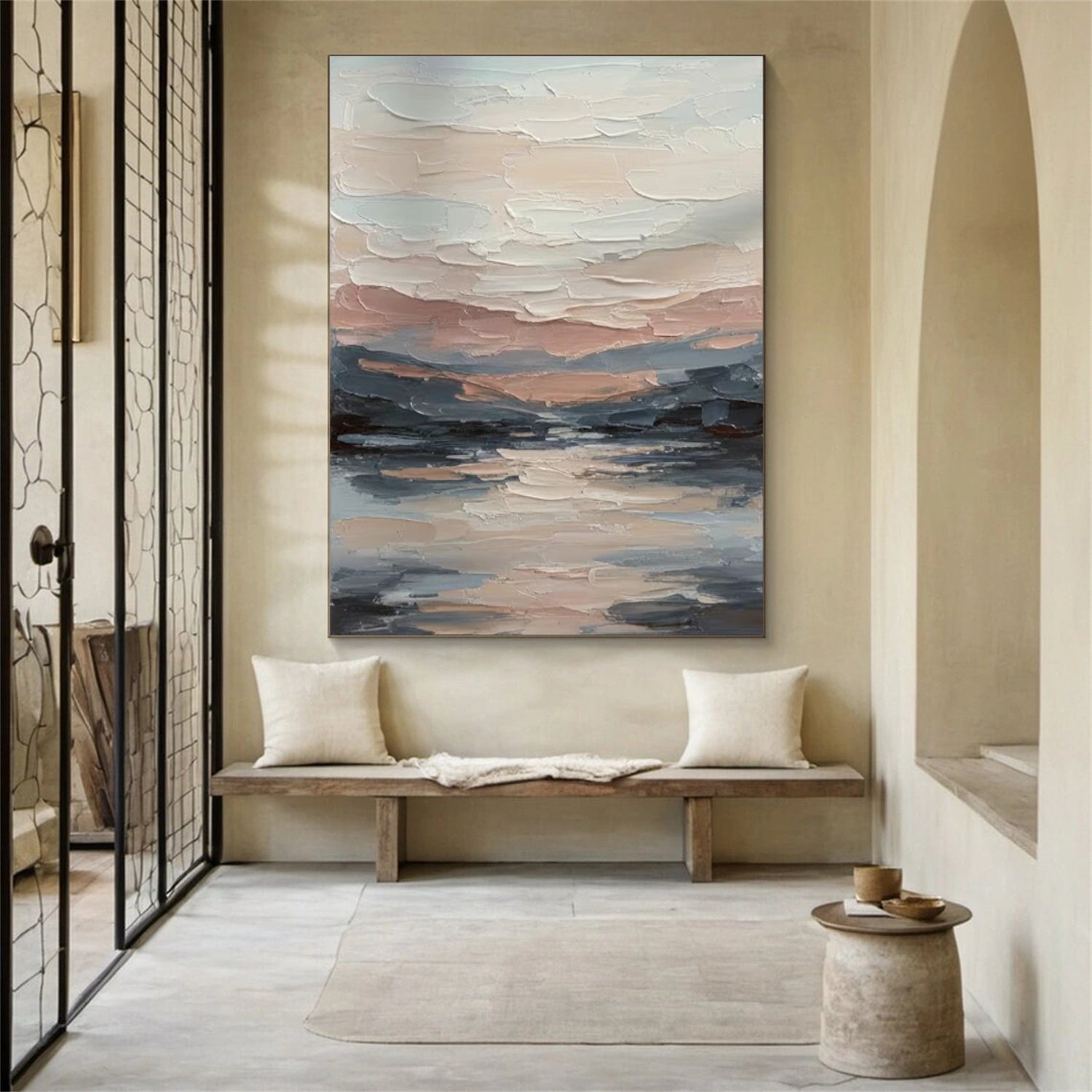 Sky And Ocean Abstract Textured Wall Art #SO389