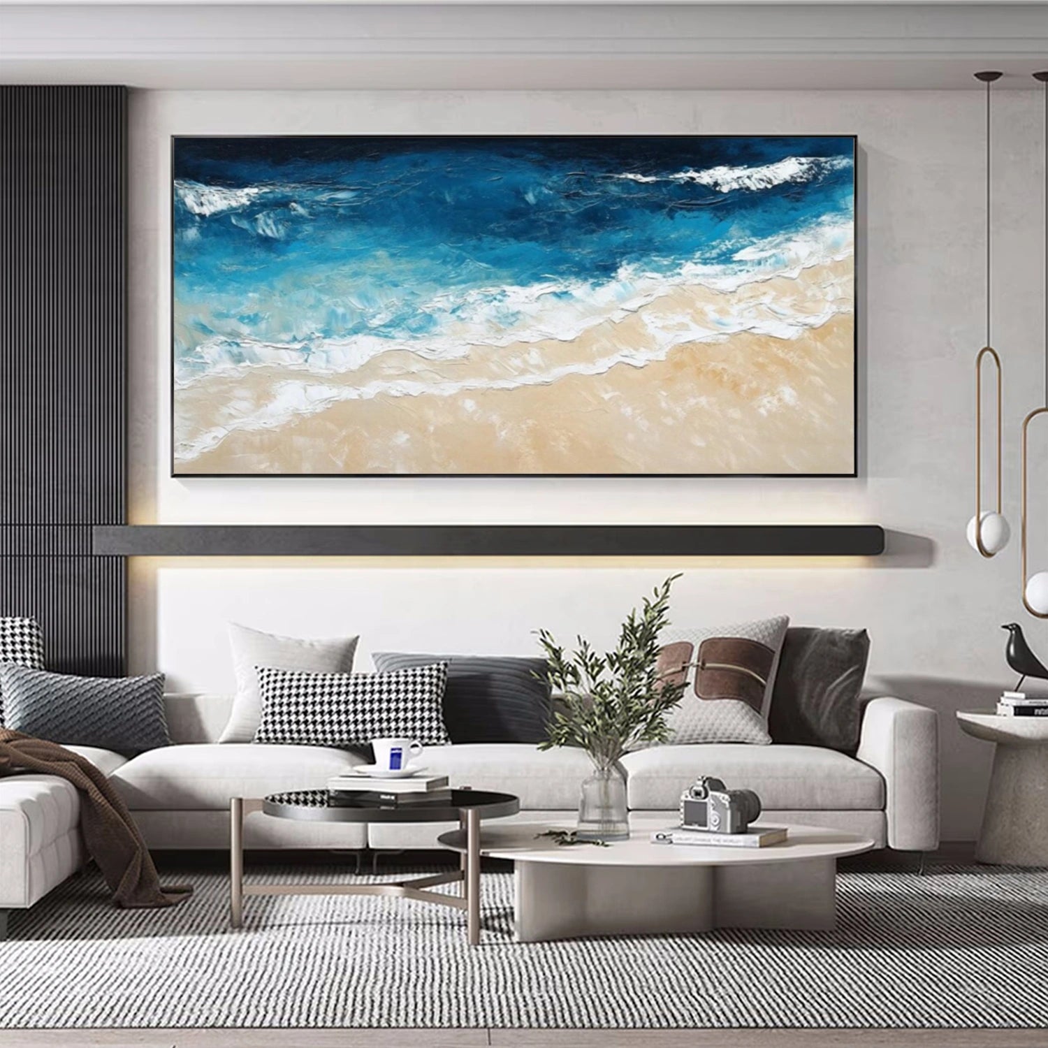 Sky And Ocean Abstract Textured Wall Art #SO293