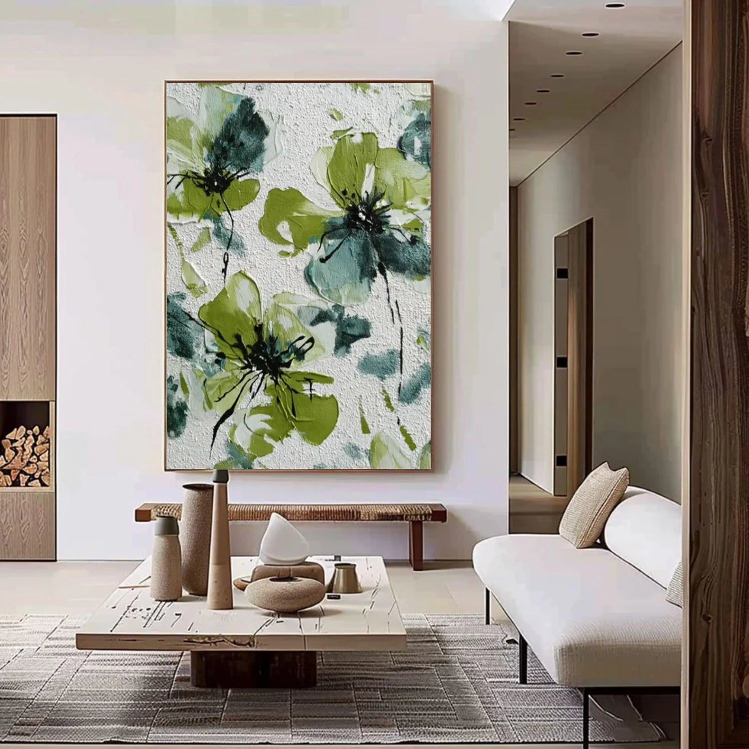 Tree And Flower Abstract Textured Wall Art #TF142