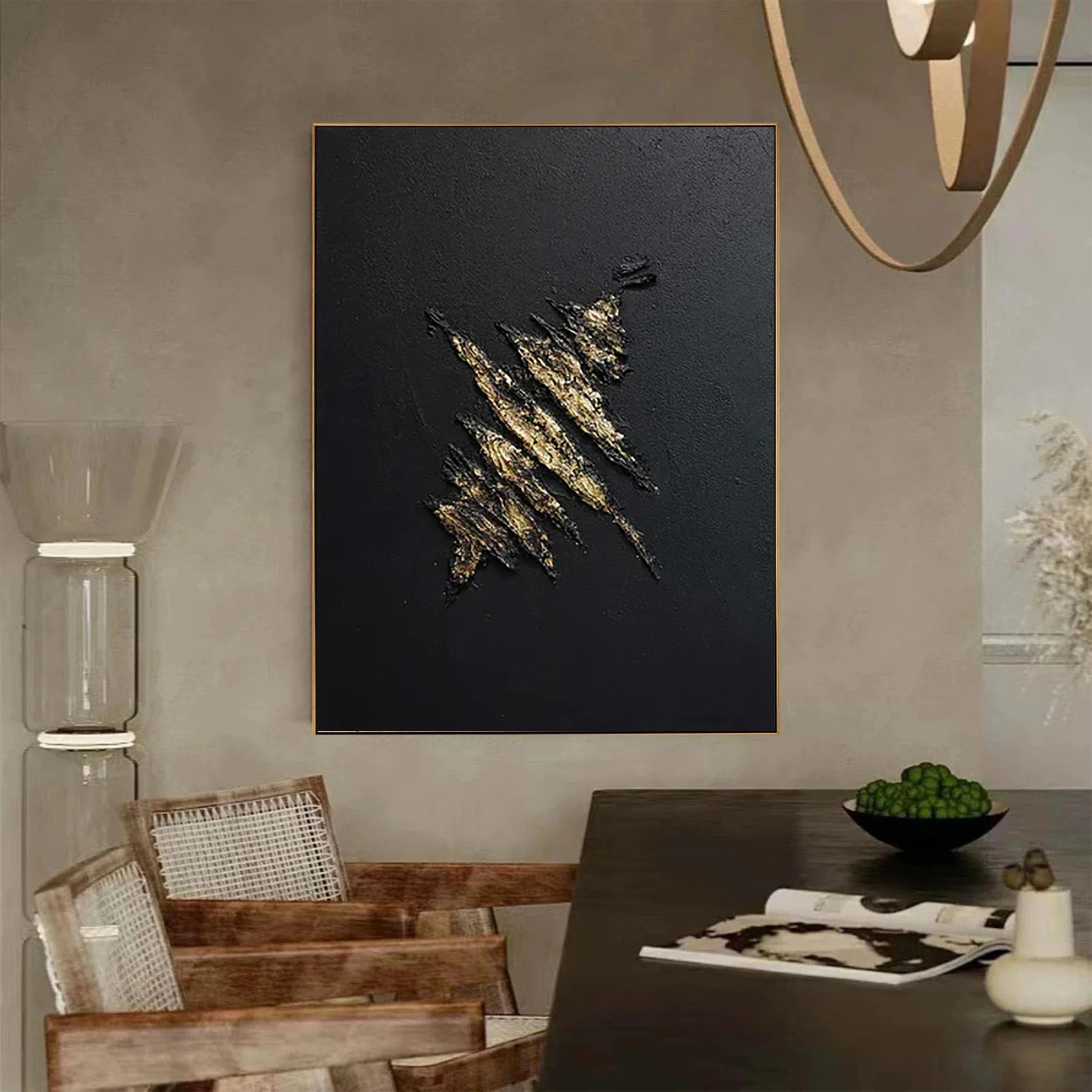 Black Textured Minimalist Wall Art #BT030