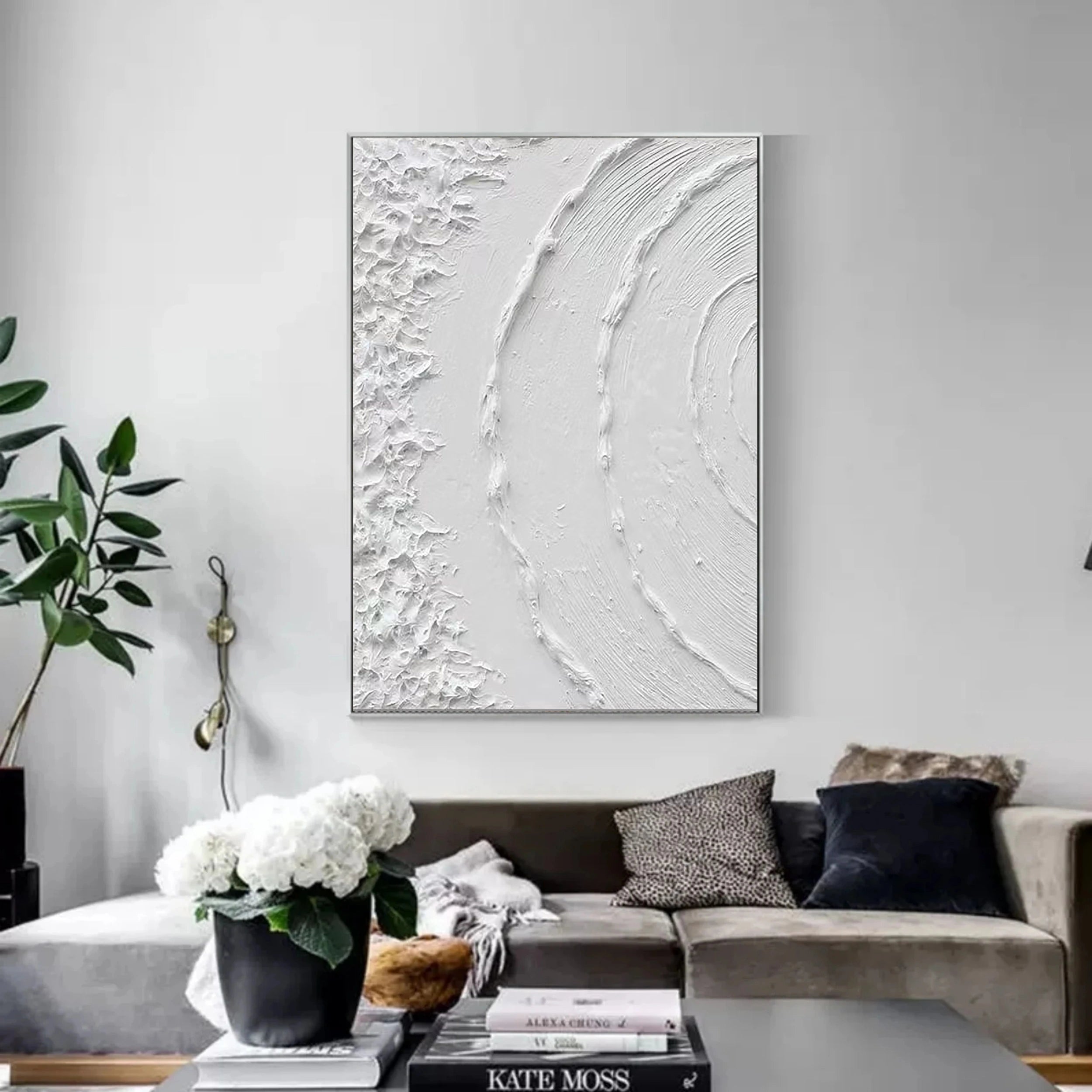 White Textured Minimalist Wall Art #WT059