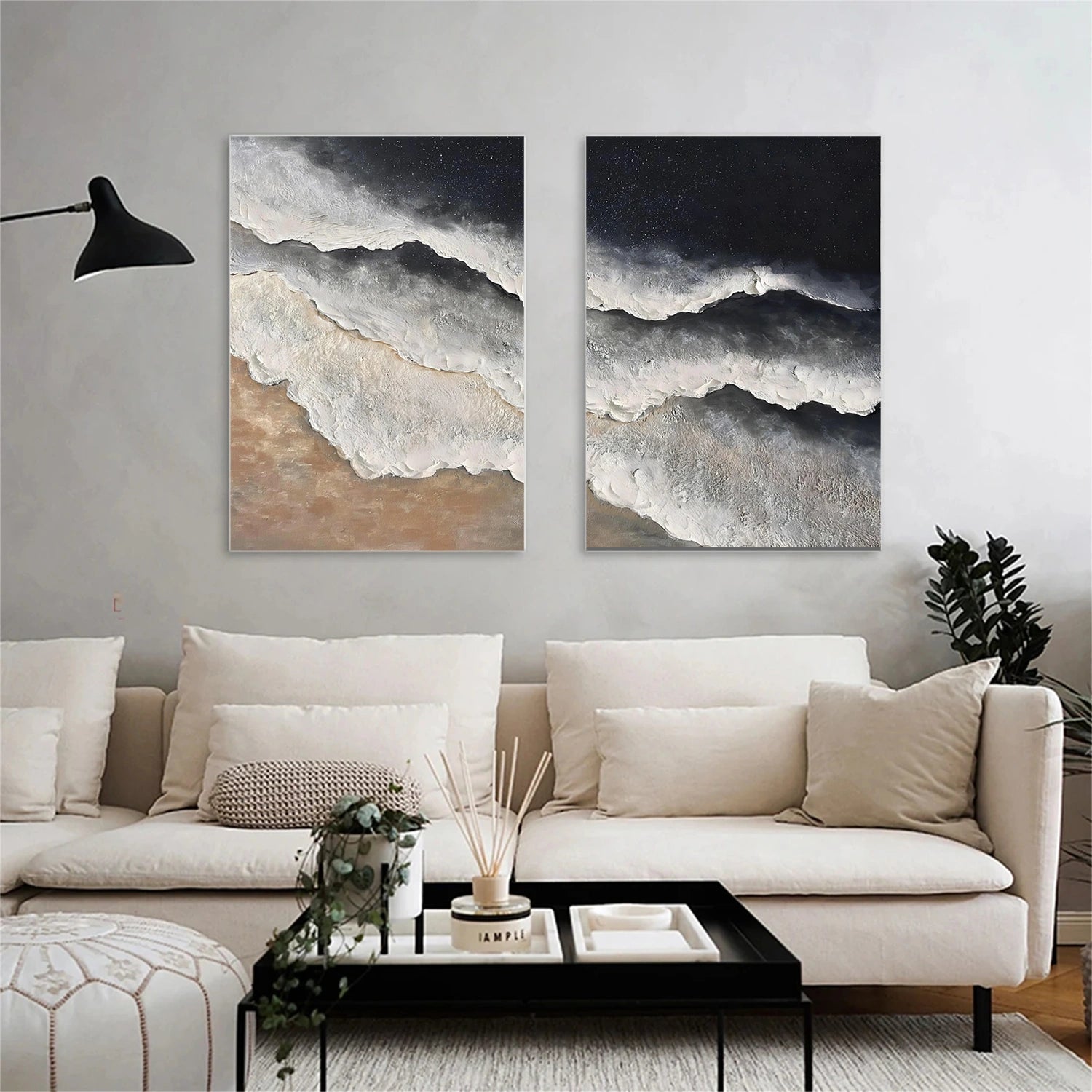 Sky And Ocean Abstract Textured Wall Art Set of 2 #SO393