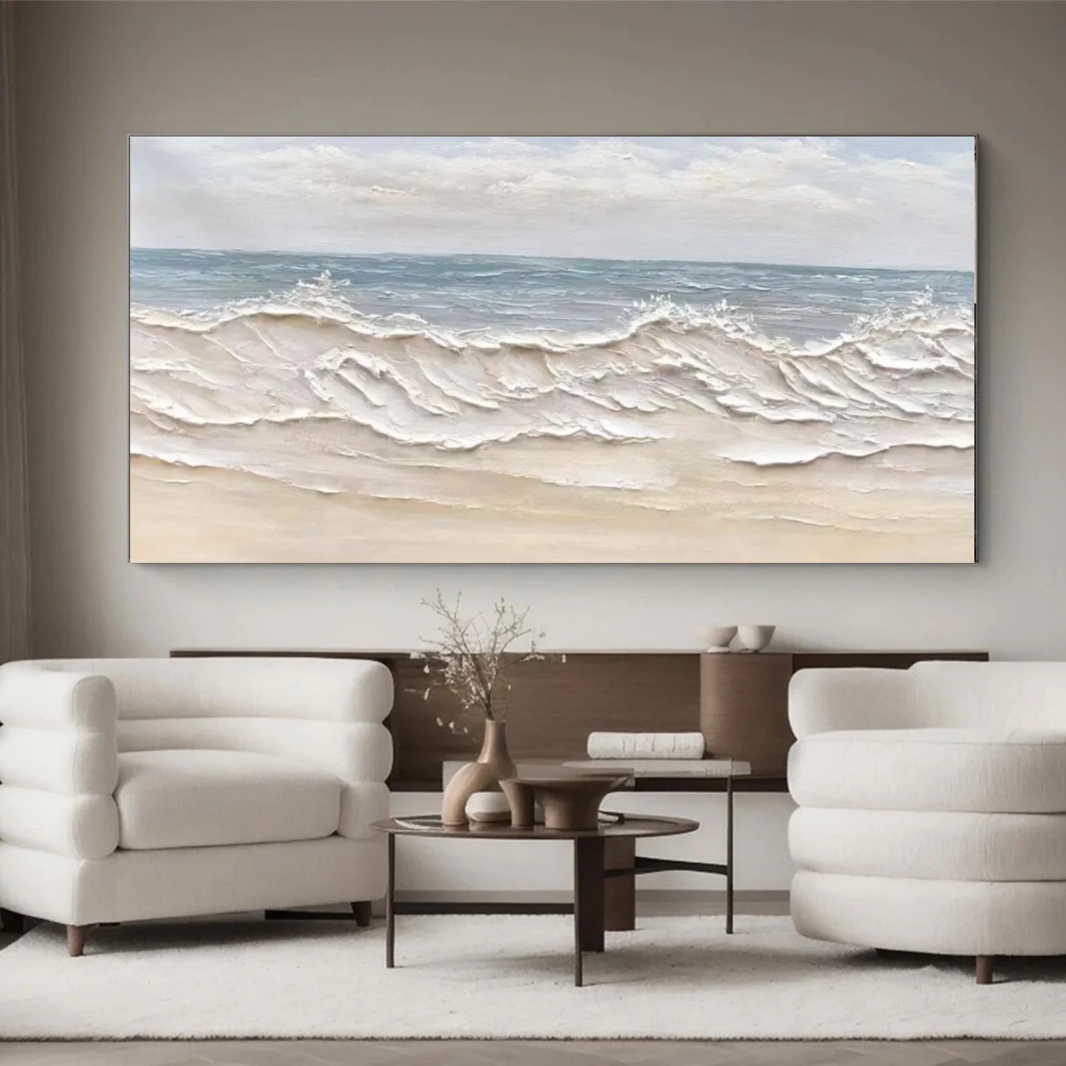 Sky And Ocean Abstract Textured Wall Art #SO347