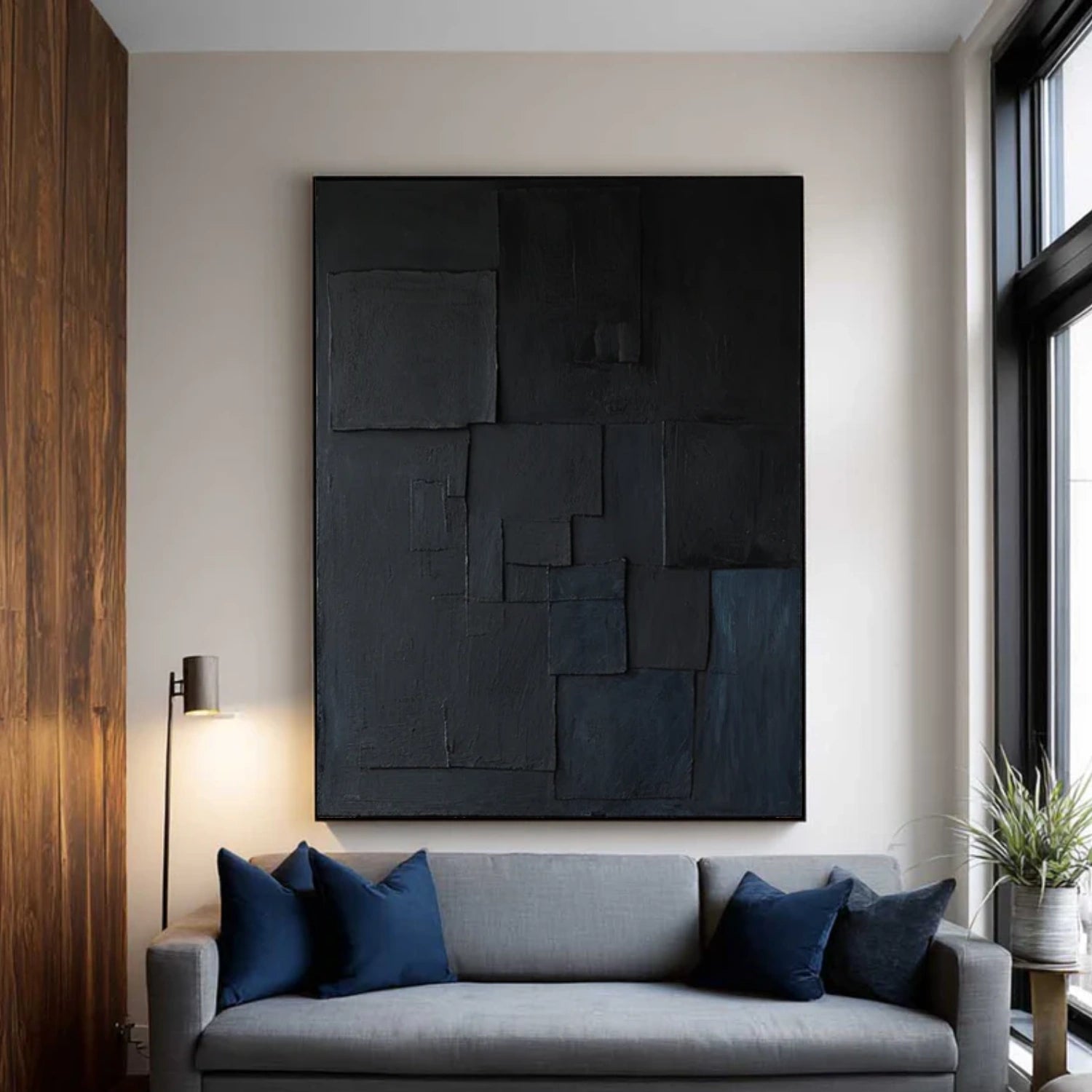 Black Minimalist Textured Canvas Art #BT088