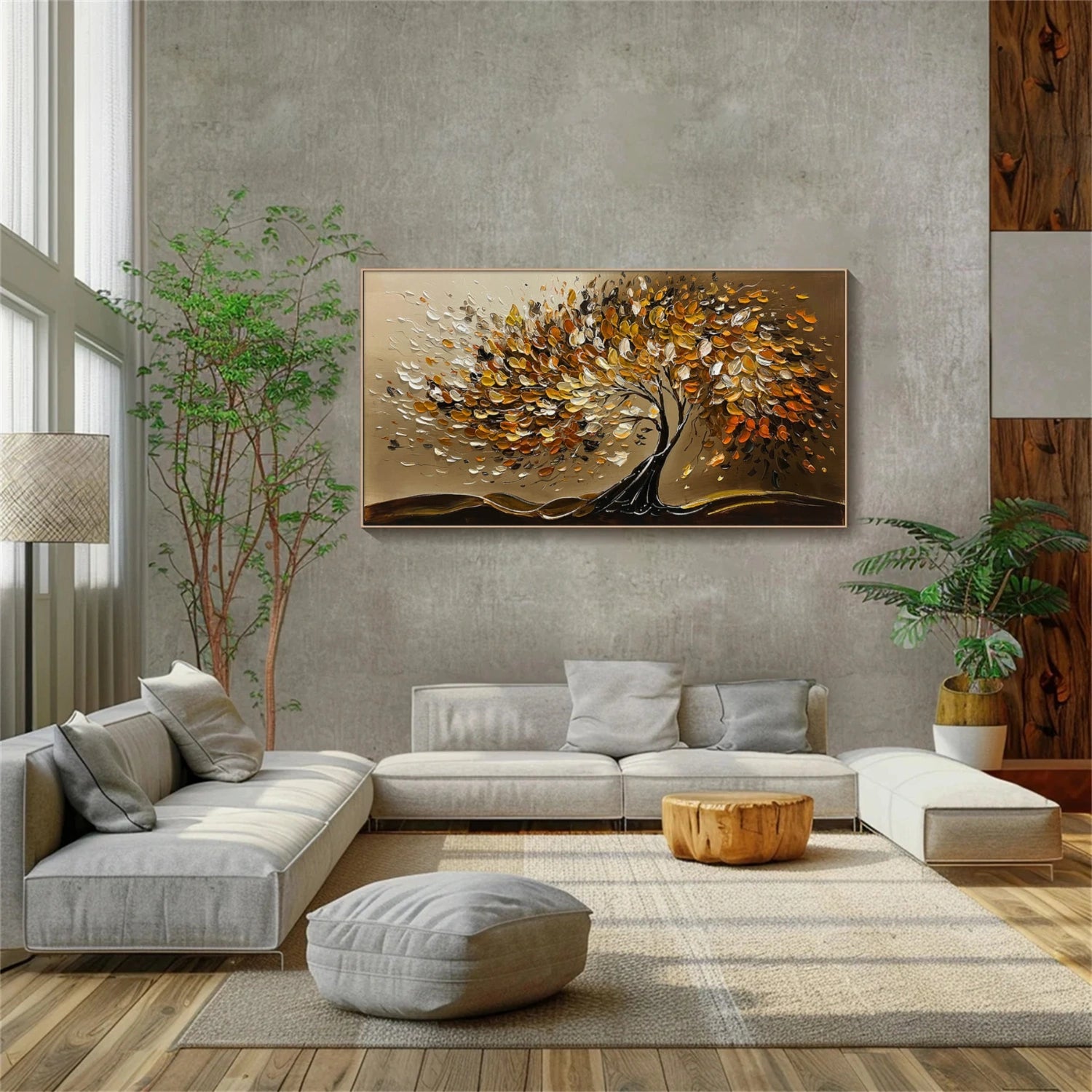 Tree And Flower Abstract Textured Wall Art #TF196