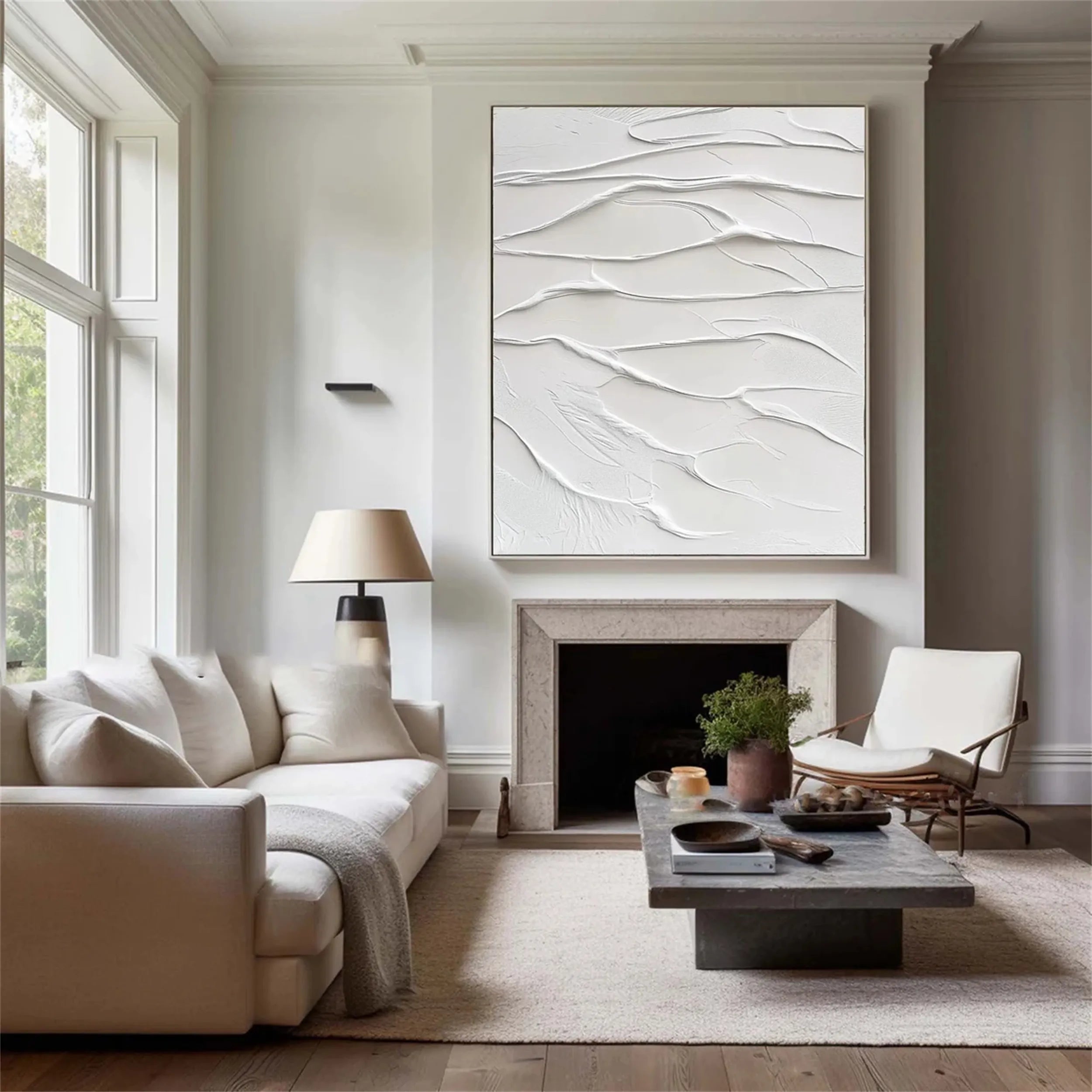 White Textured Minimalist Wall Art #WT093