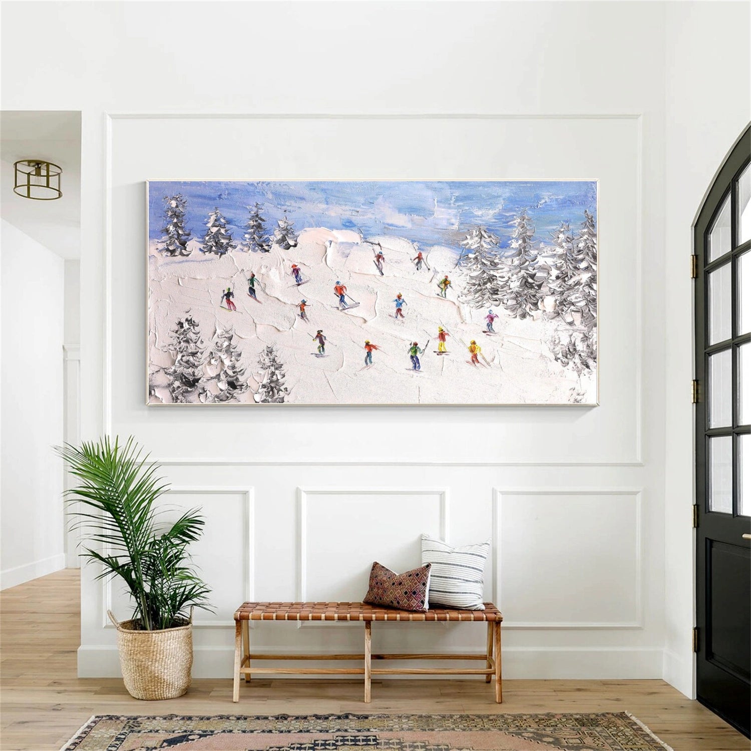 Skiing Sport Textured Wall Art #BA030