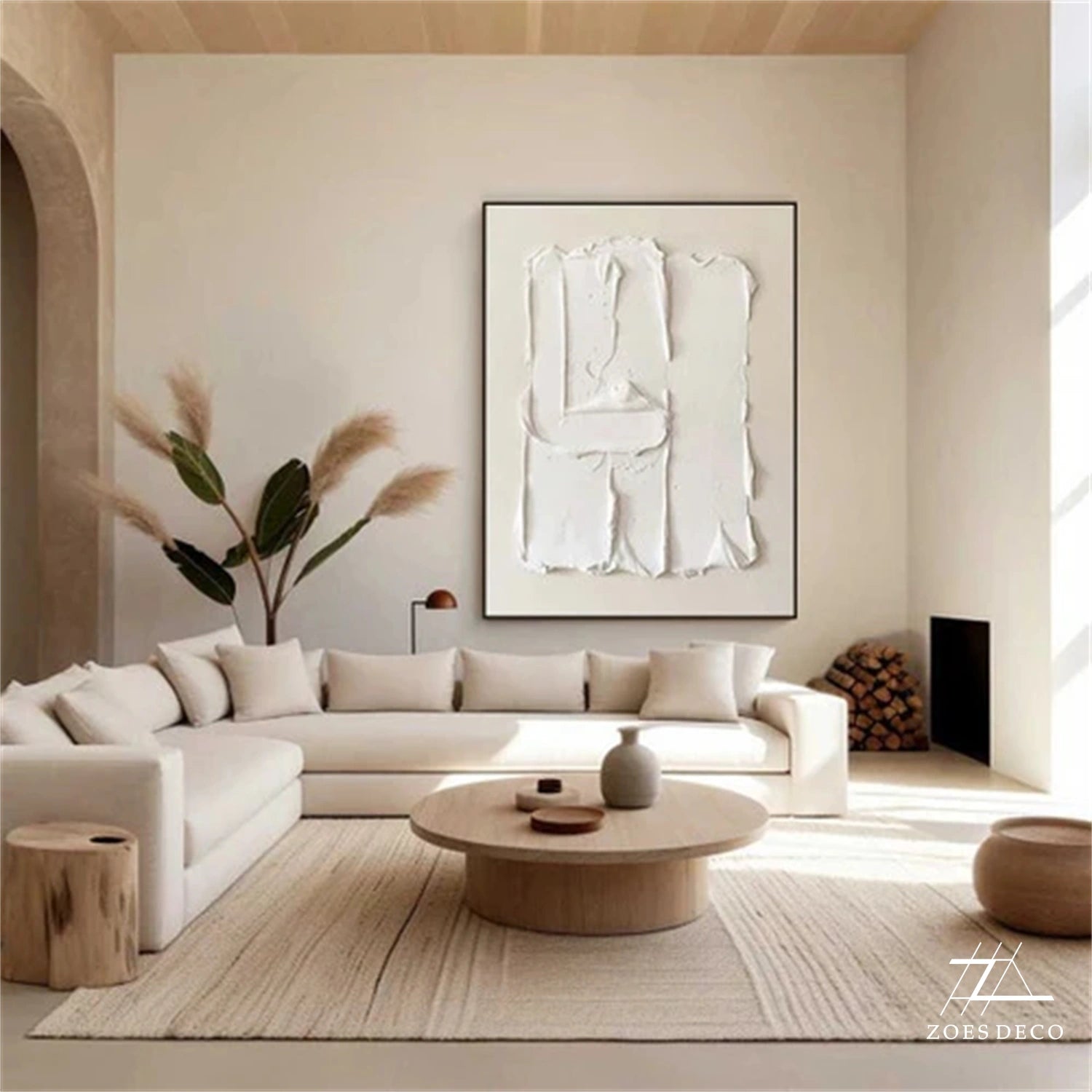 White Textured Minimalist Wall Art #WT176