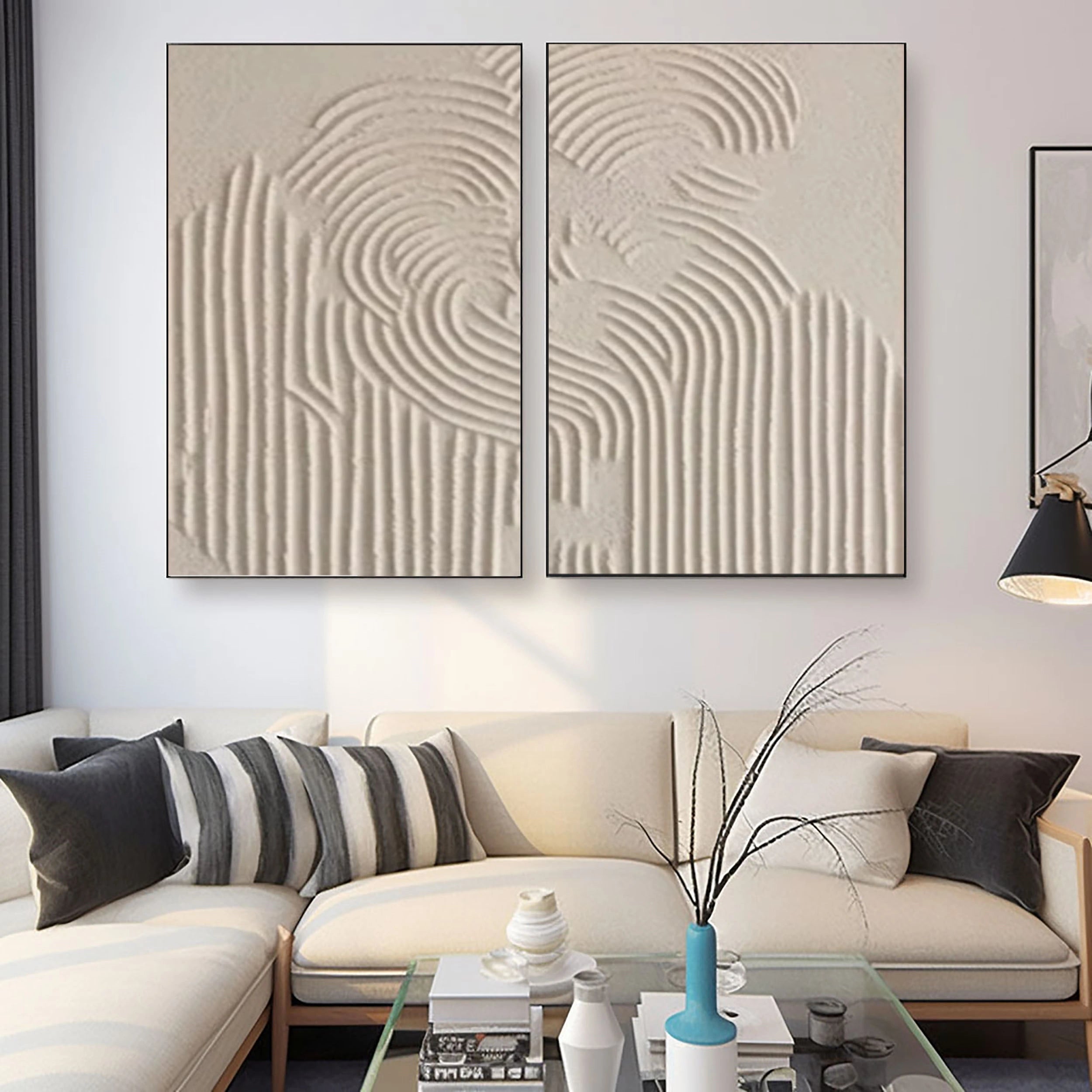 Beige & Brown Textured Minimalist Wall Art Set of 2 #BM030