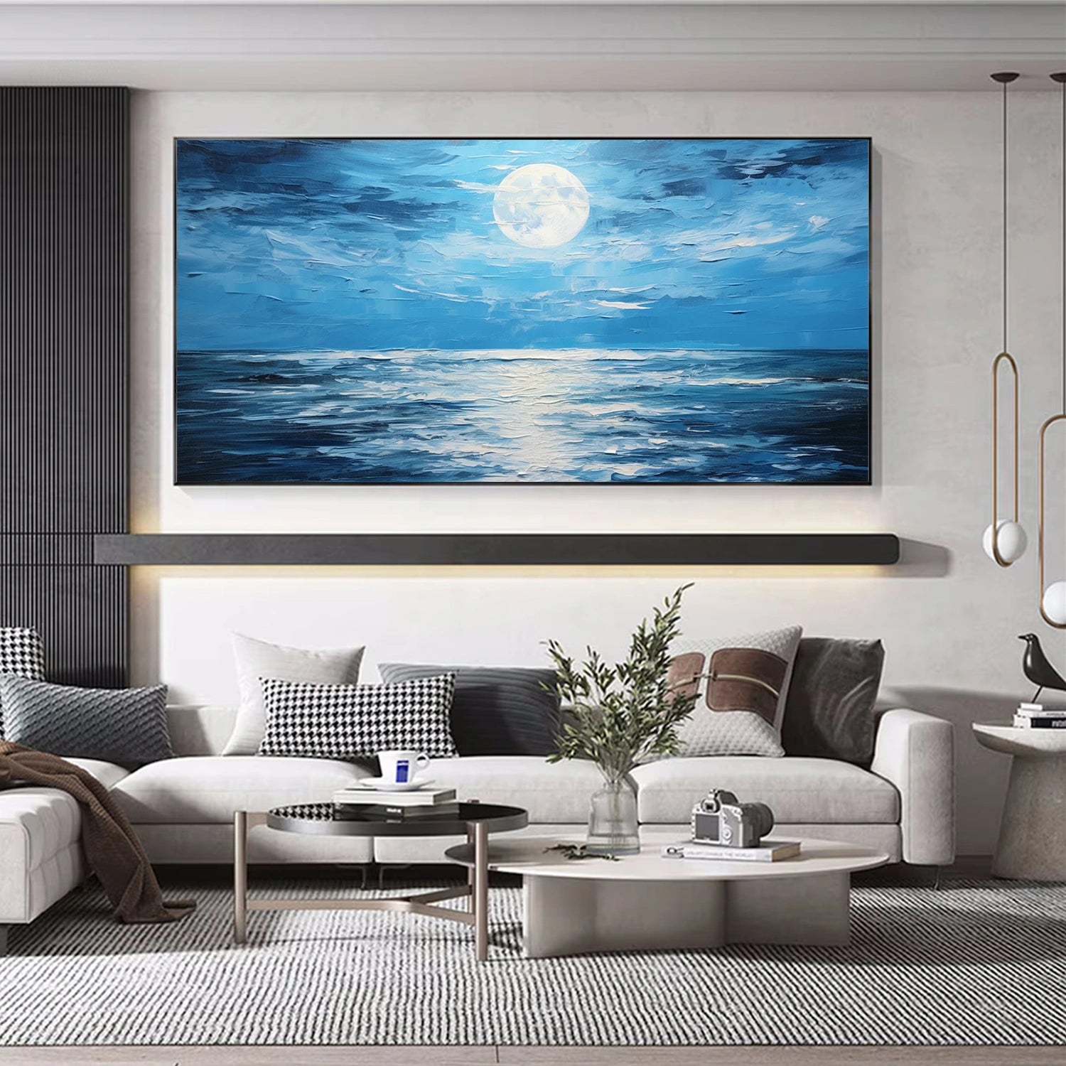 Sky And Ocean Abstract Textured Wall Art #SO282