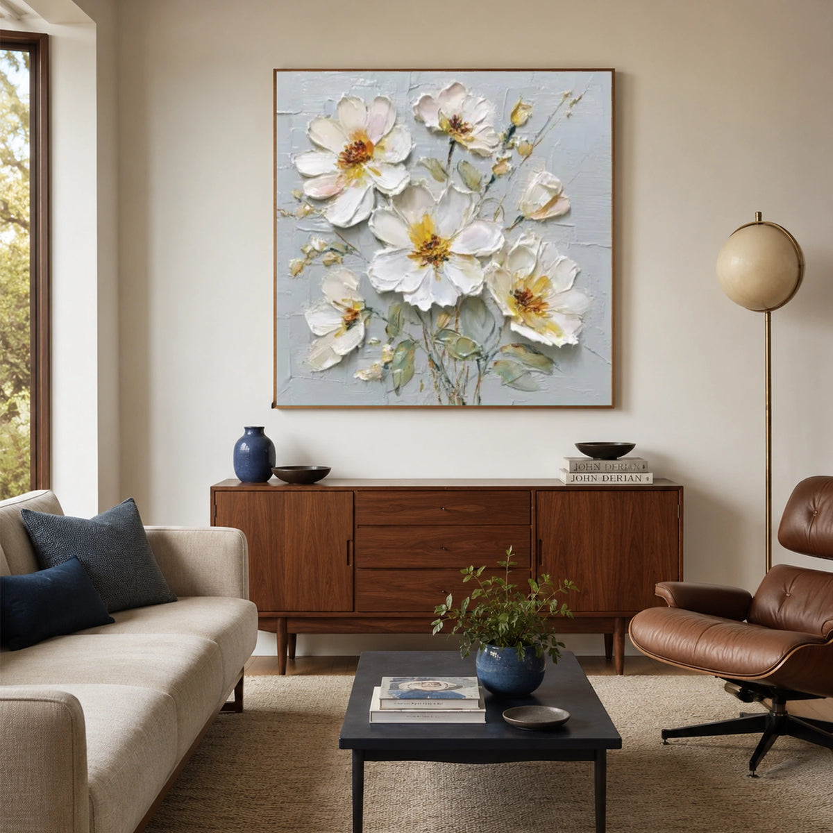 Tree And Flower Abstract Textured Wall Art #TF240