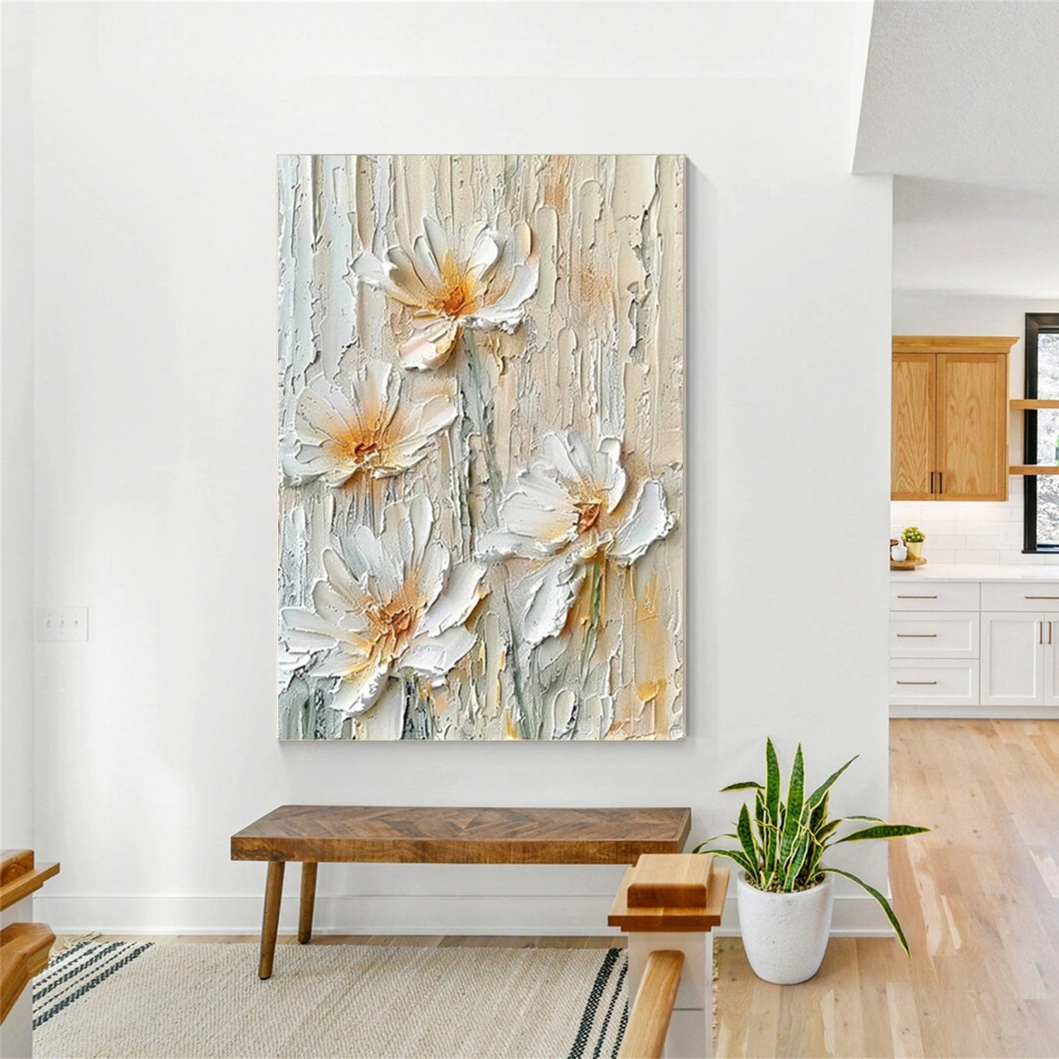 Tree And Flower Abstract Textured Wall Art #TF185