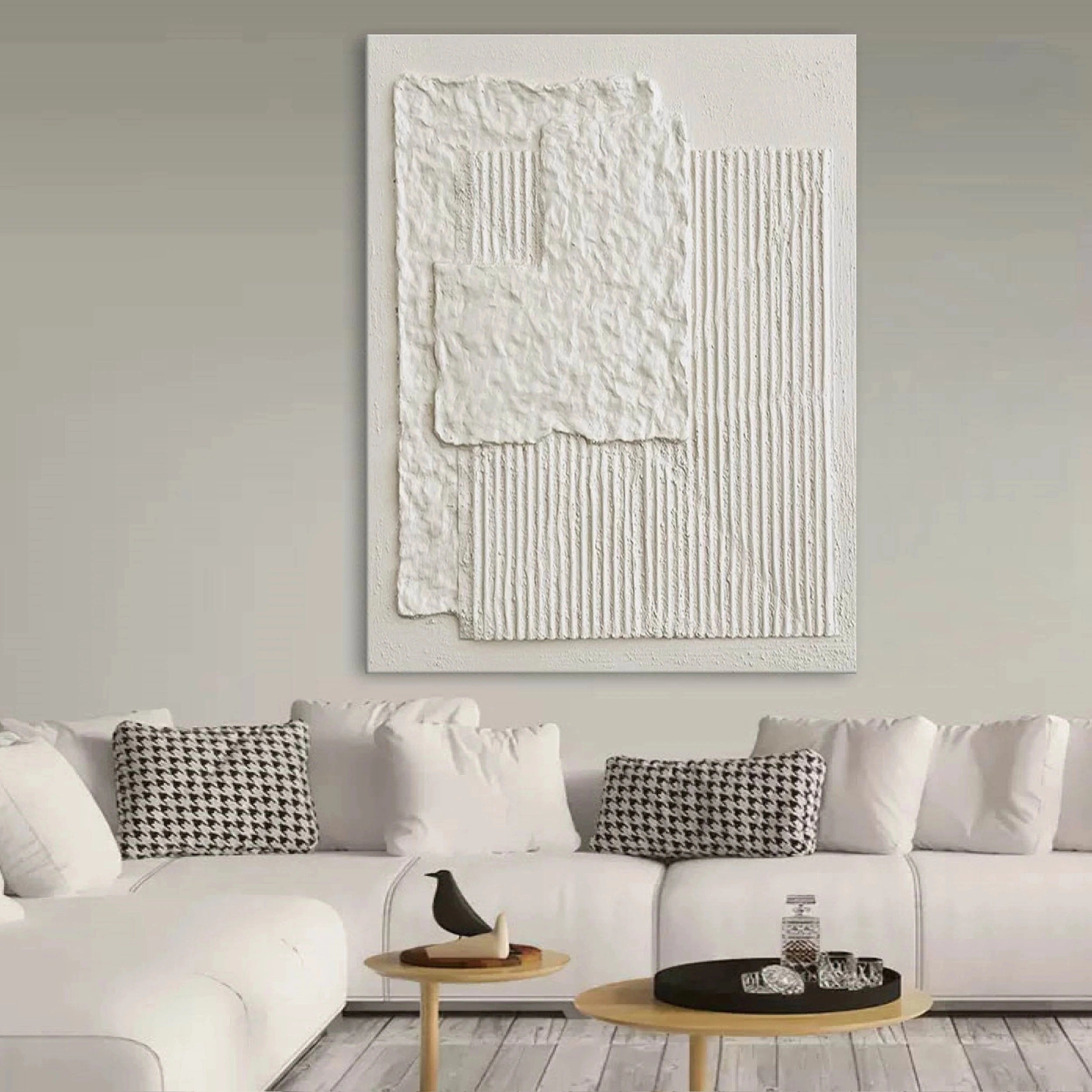 White Textured Minimalist Wall Art #WT035