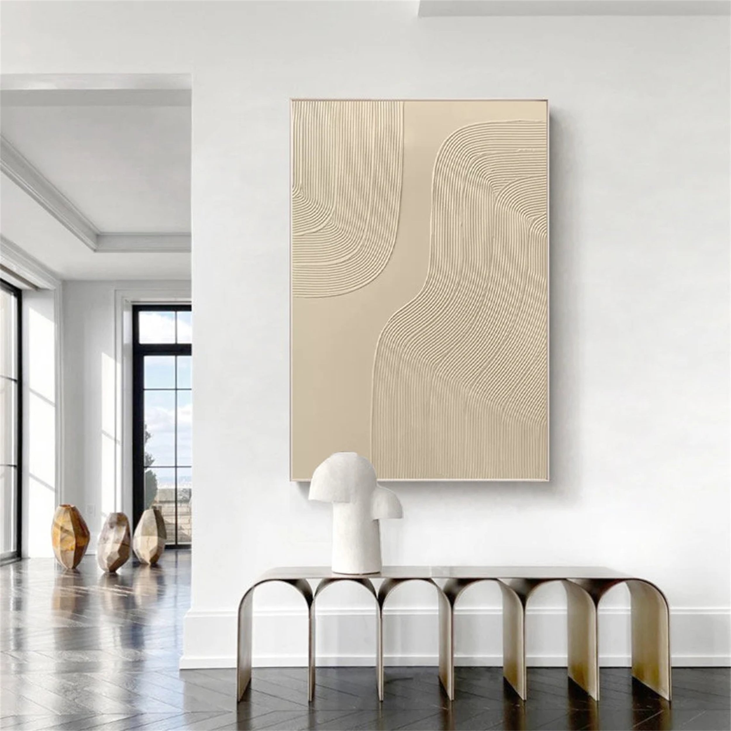 Beige & Brown Textured Minimalist Wall Art #BM008