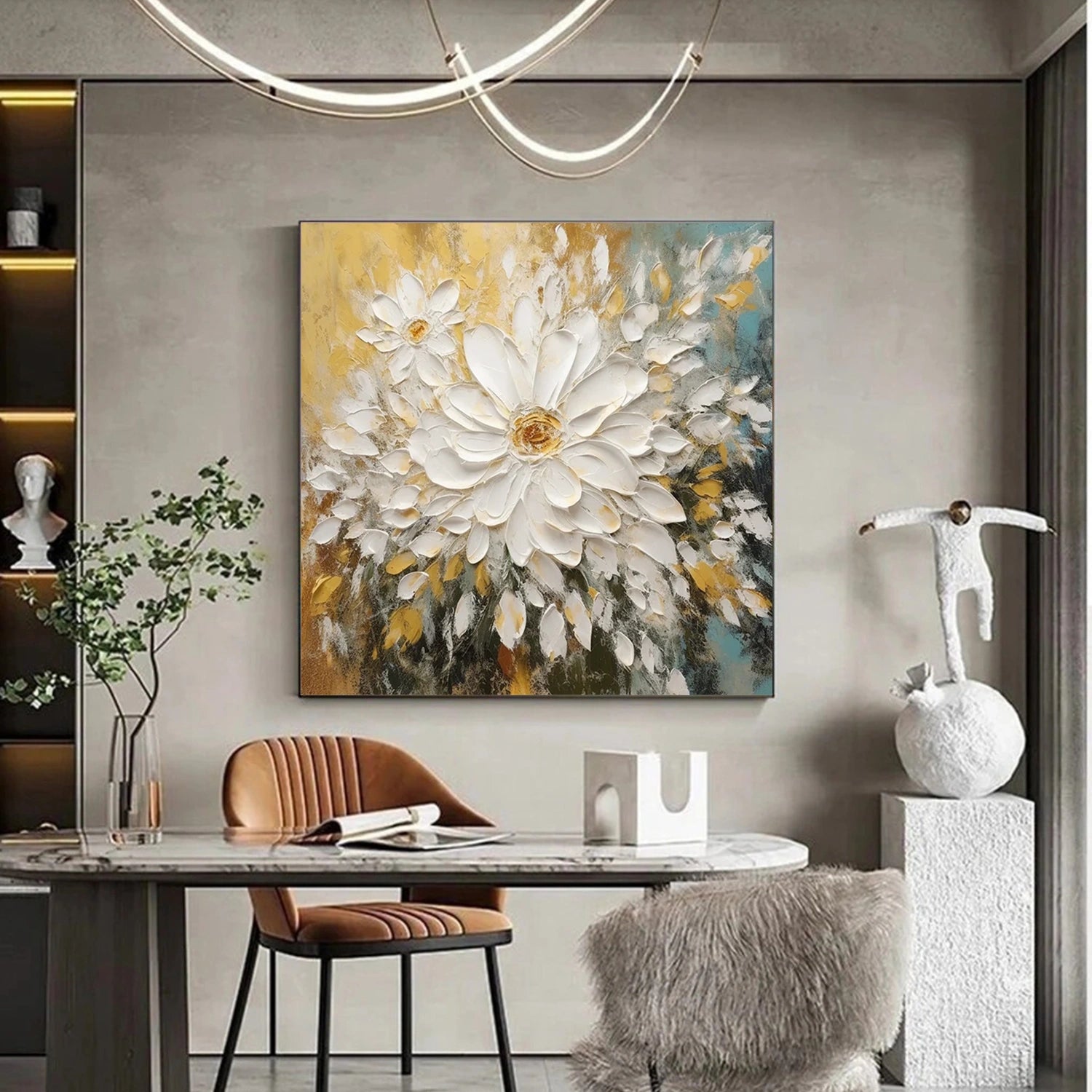 Tree And Flower Abstract Textured Wall Art #TF108