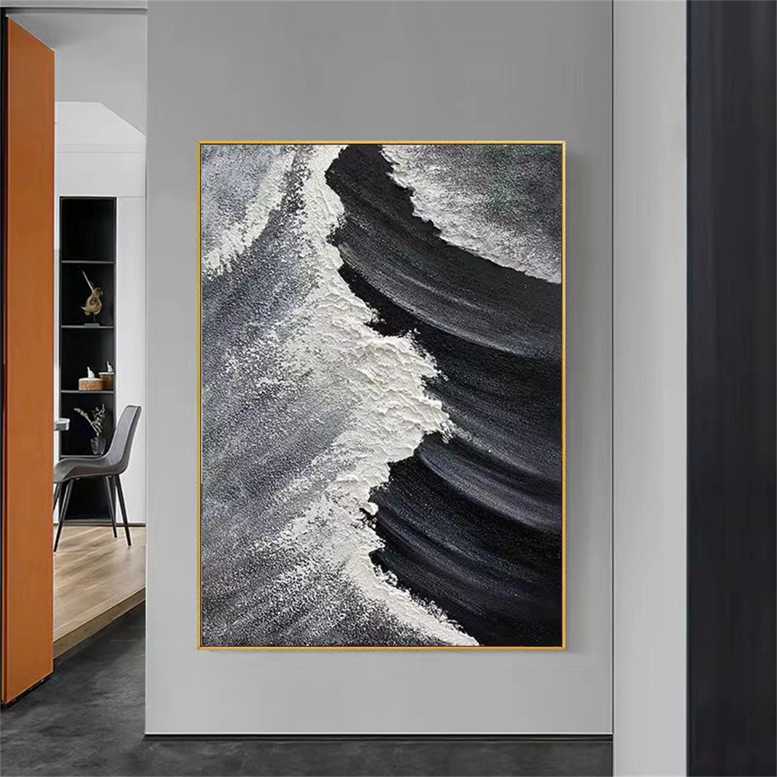 Black Textured Minimalist Wall Art #BT044