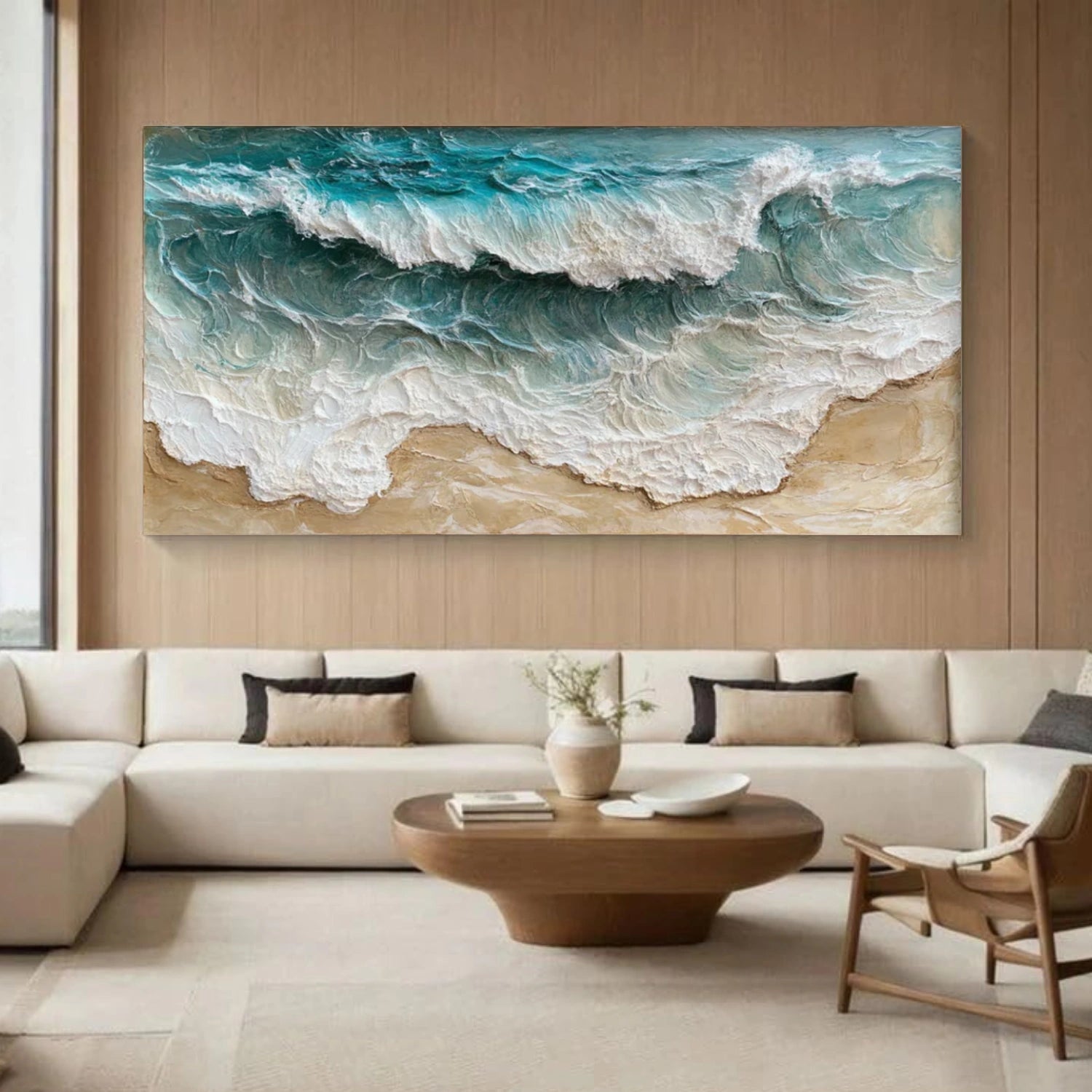 Sky And Ocean Abstract Textured Wall Art #SO367