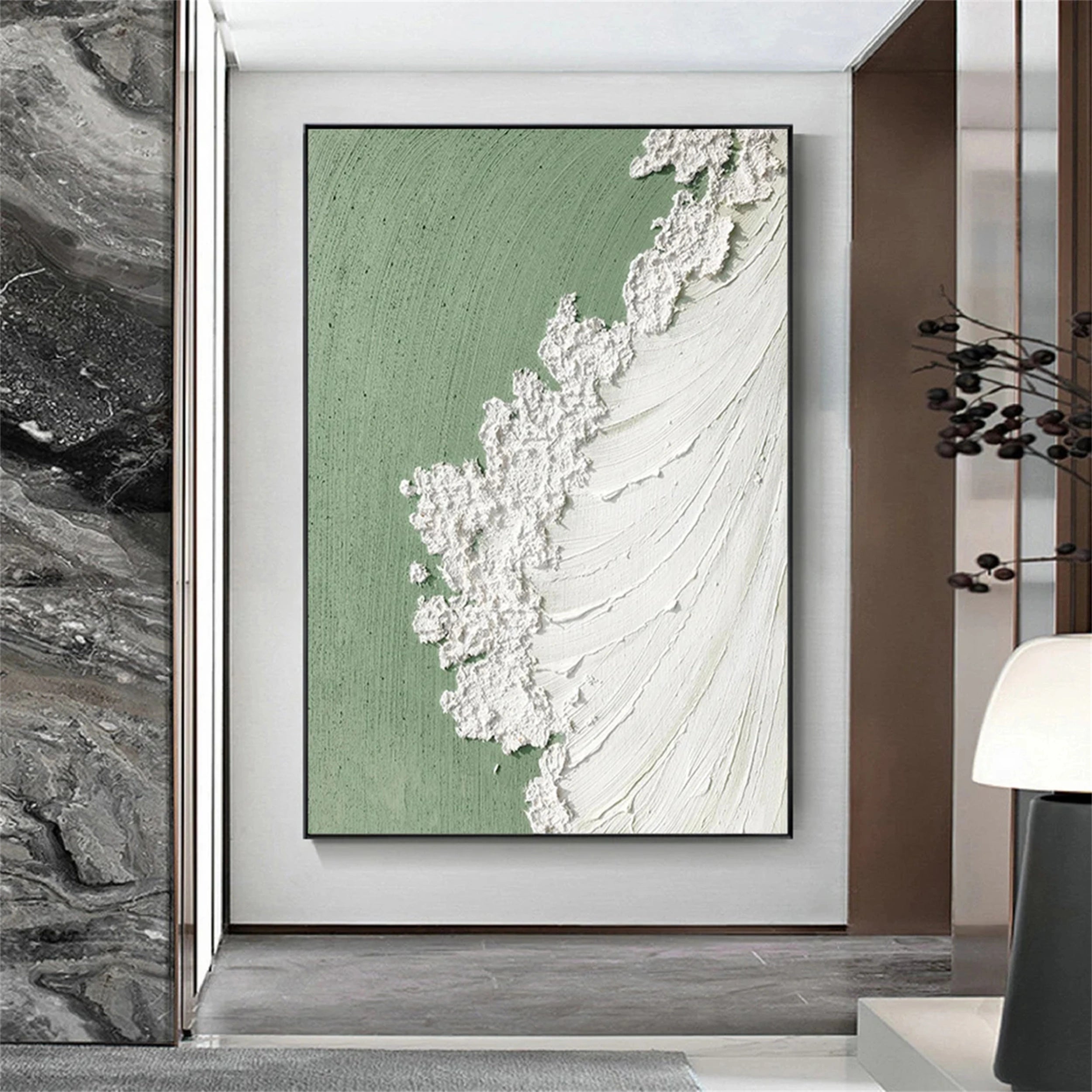Green Textured Minimalist Wall Art #GT004