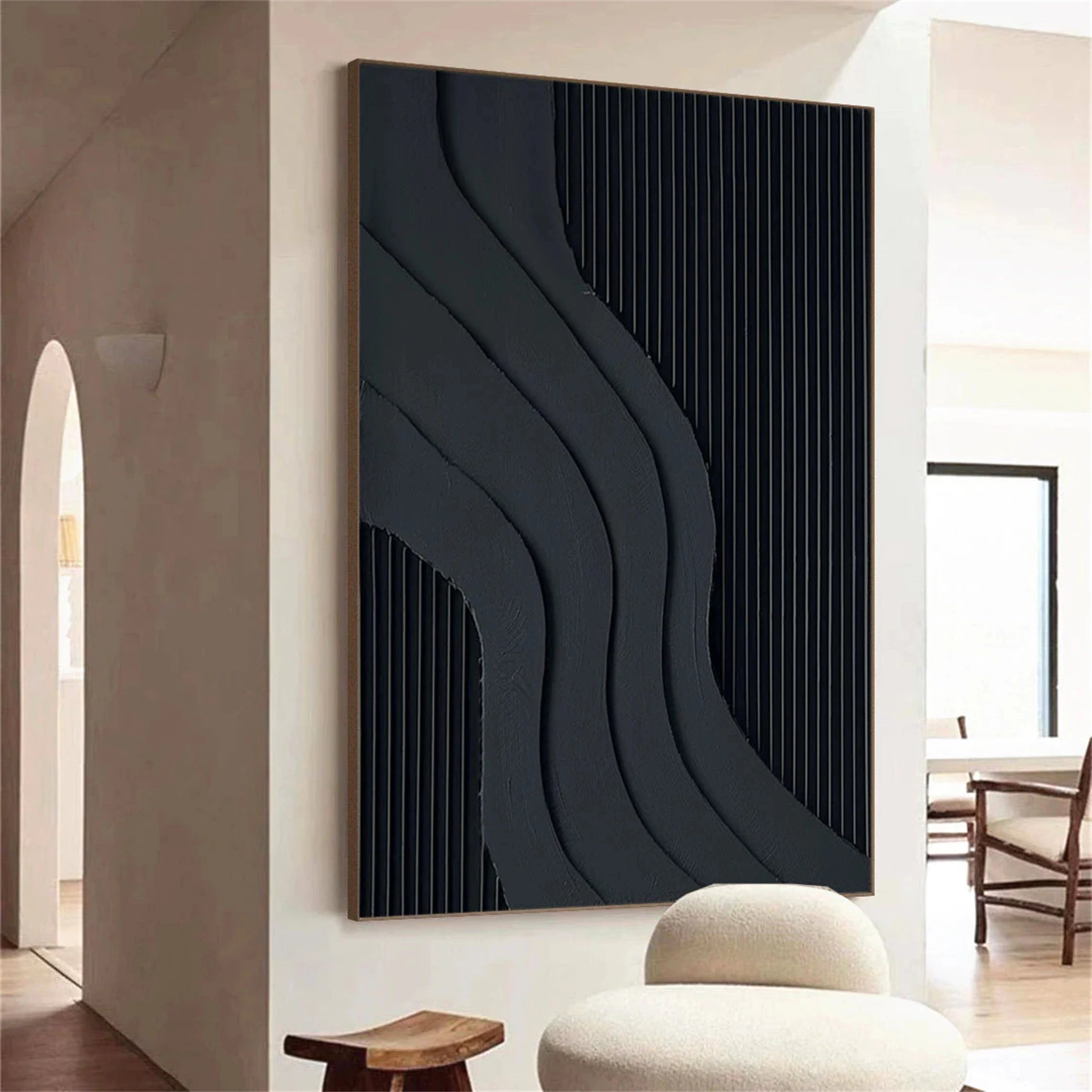 Black Textured Minimalist Wall Art #BT020