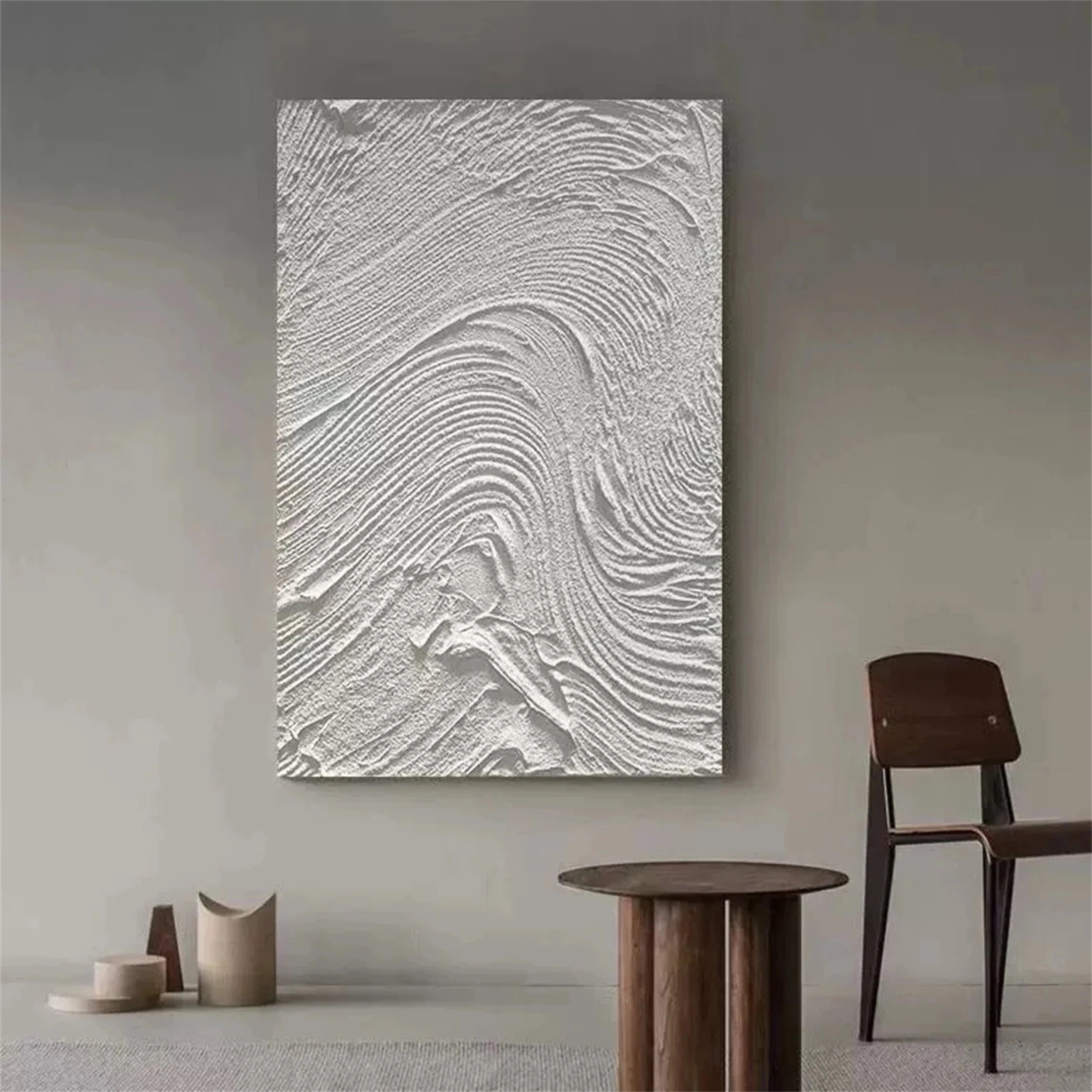 White Textured Minimalist Wall Art #WT075