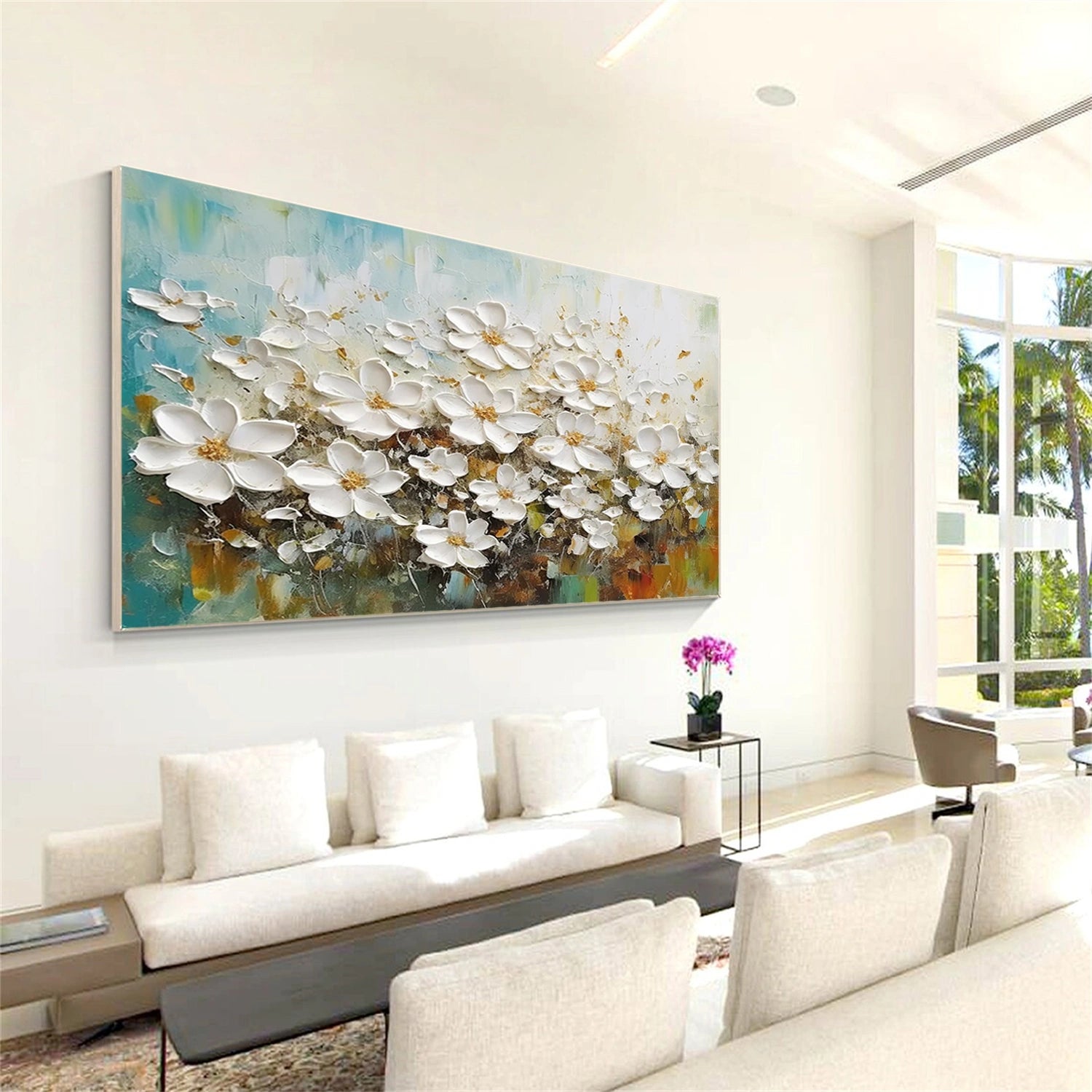 Tree And Flower Abstract Textured Wall Art #TF115