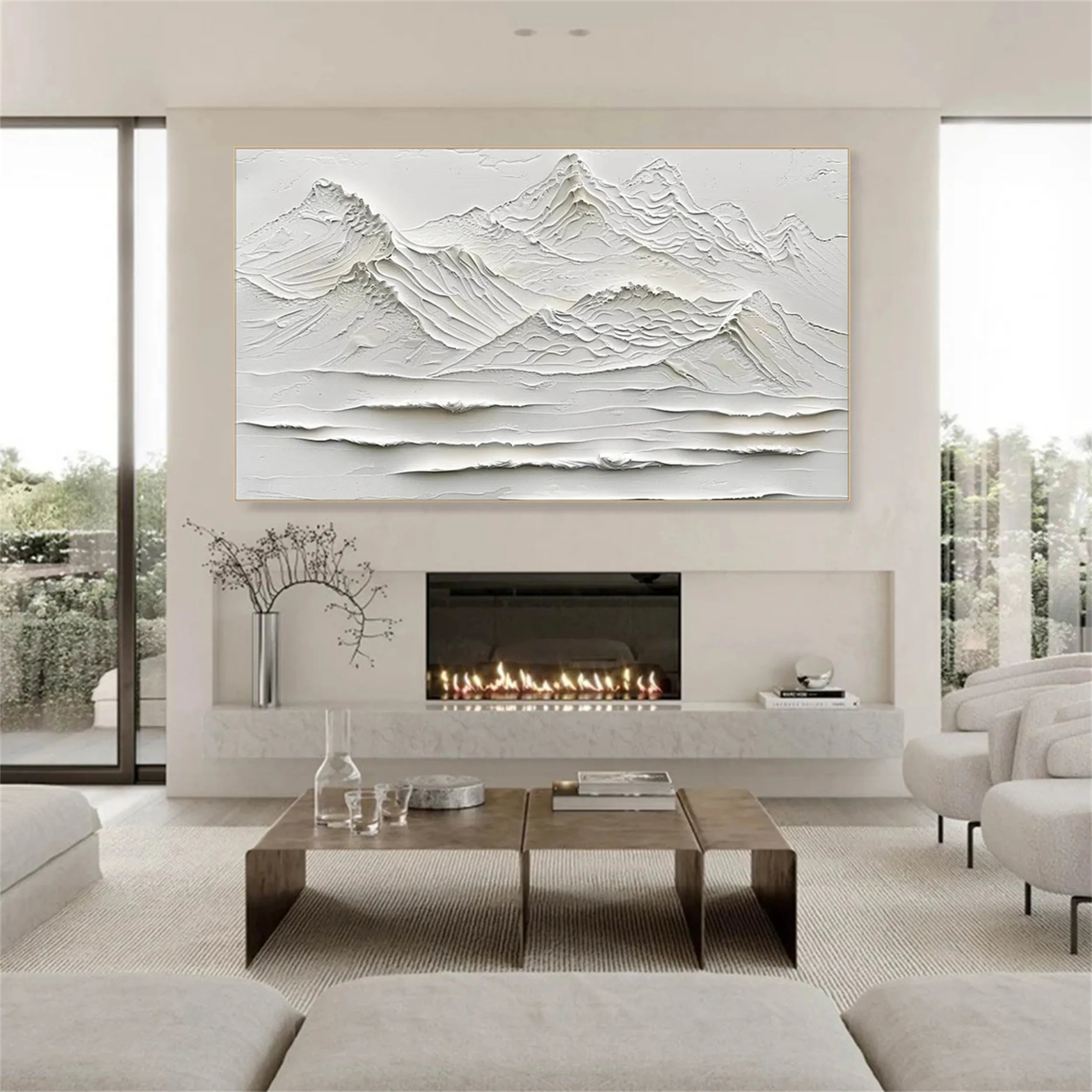 White Textured Minimalist Wall Art #WT125