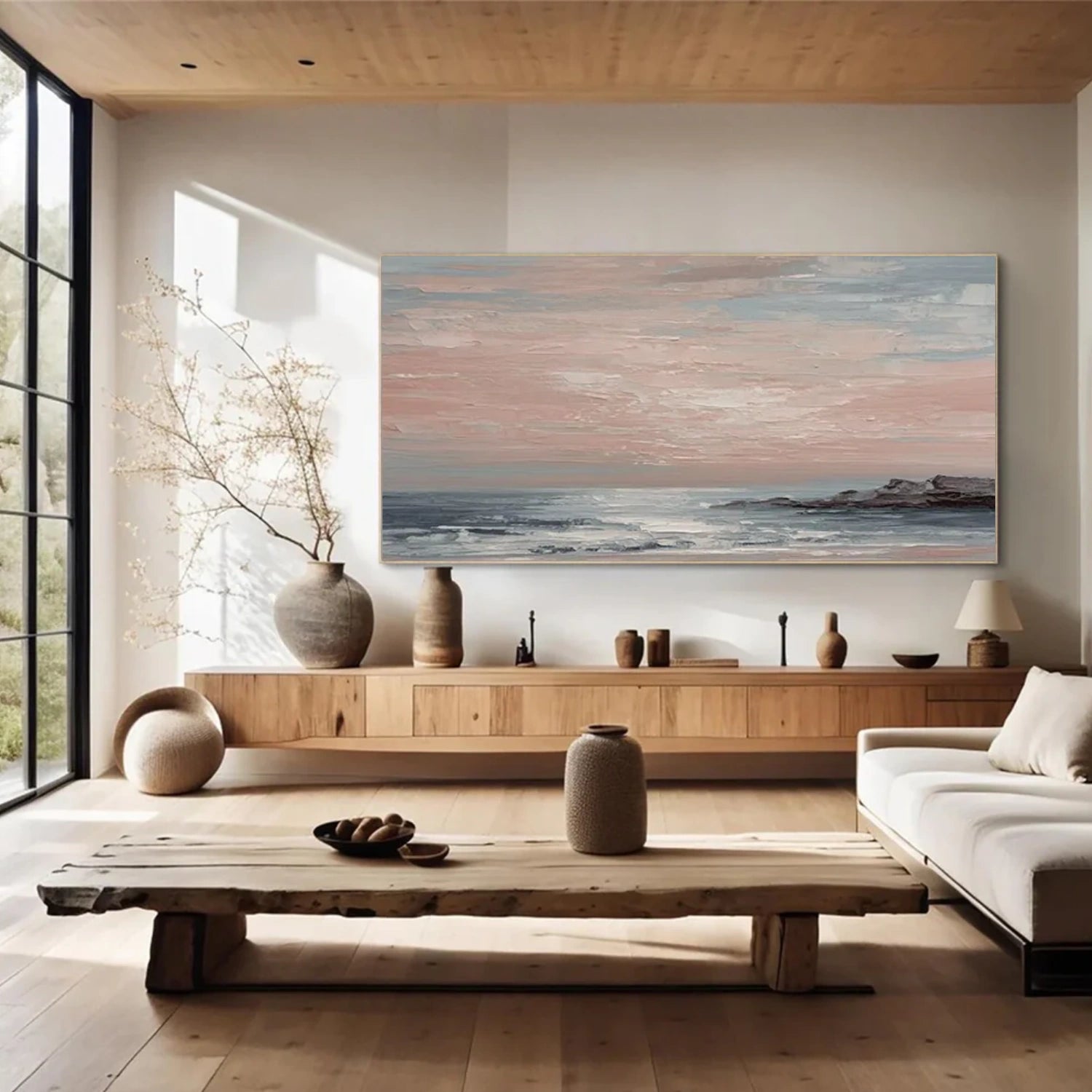 Sky And Ocean Abstract Textured Wall Art #SO386