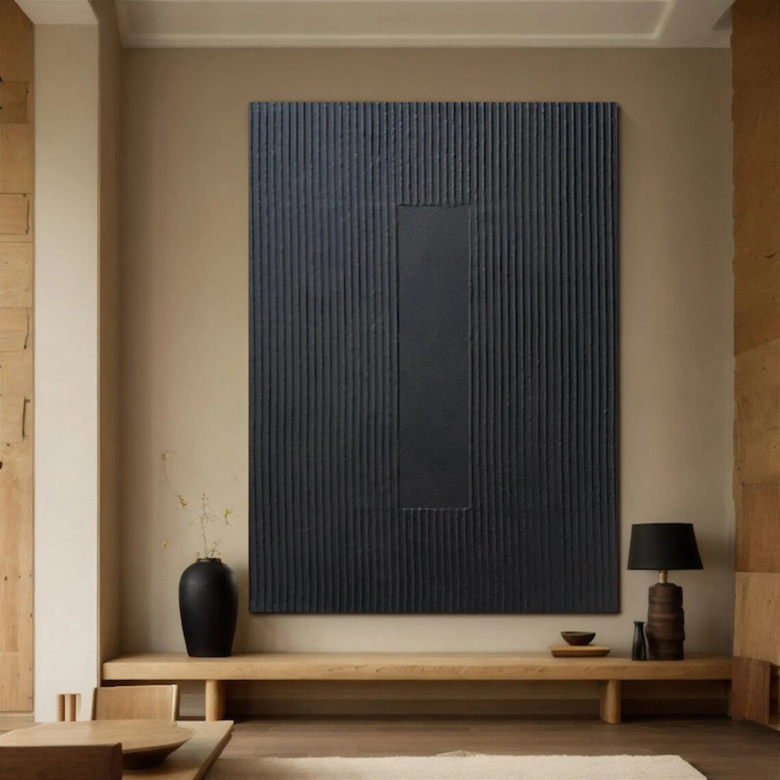 Black Textured Minimalist Wall Art #BT059