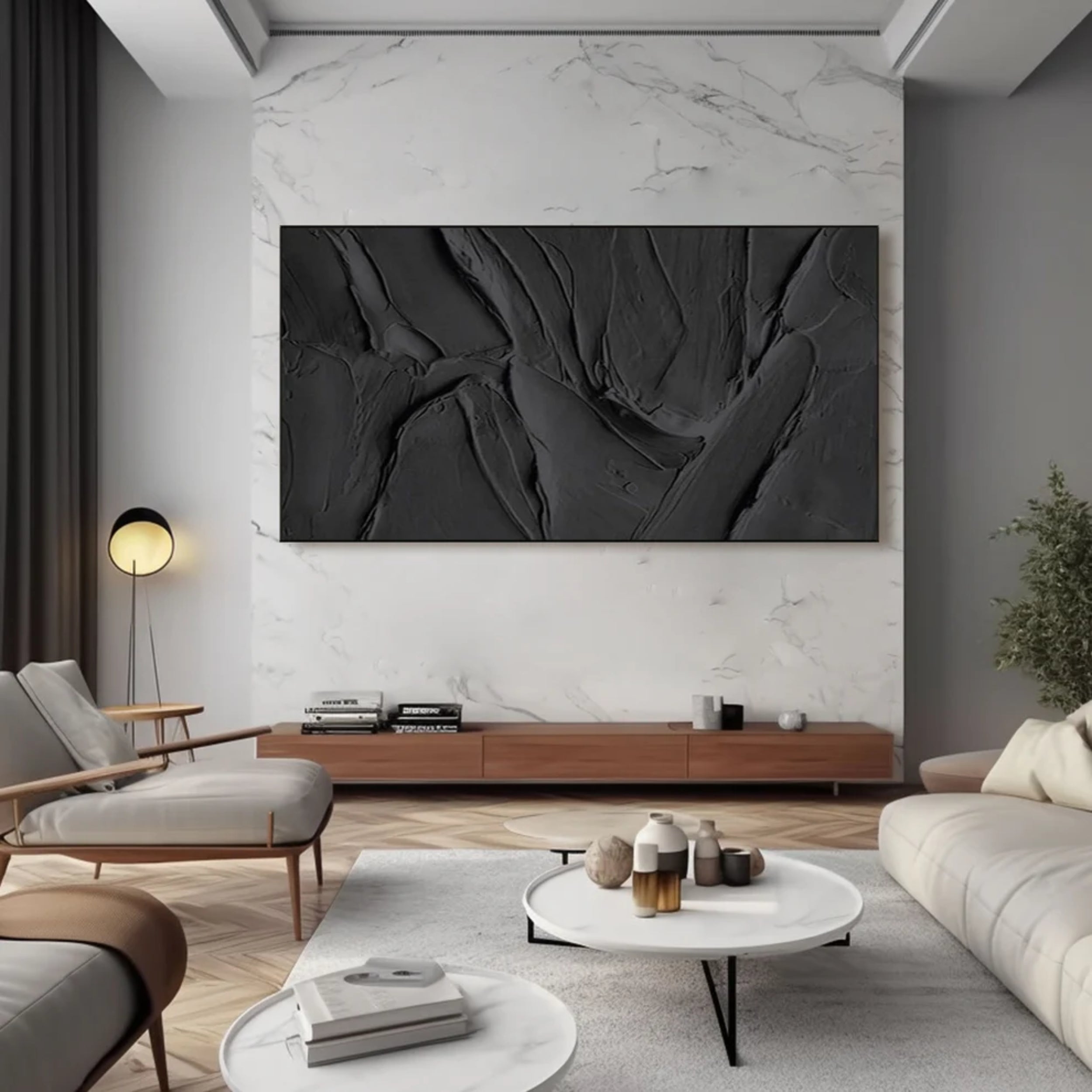 Black Textured Minimalist Wall Art #BT003