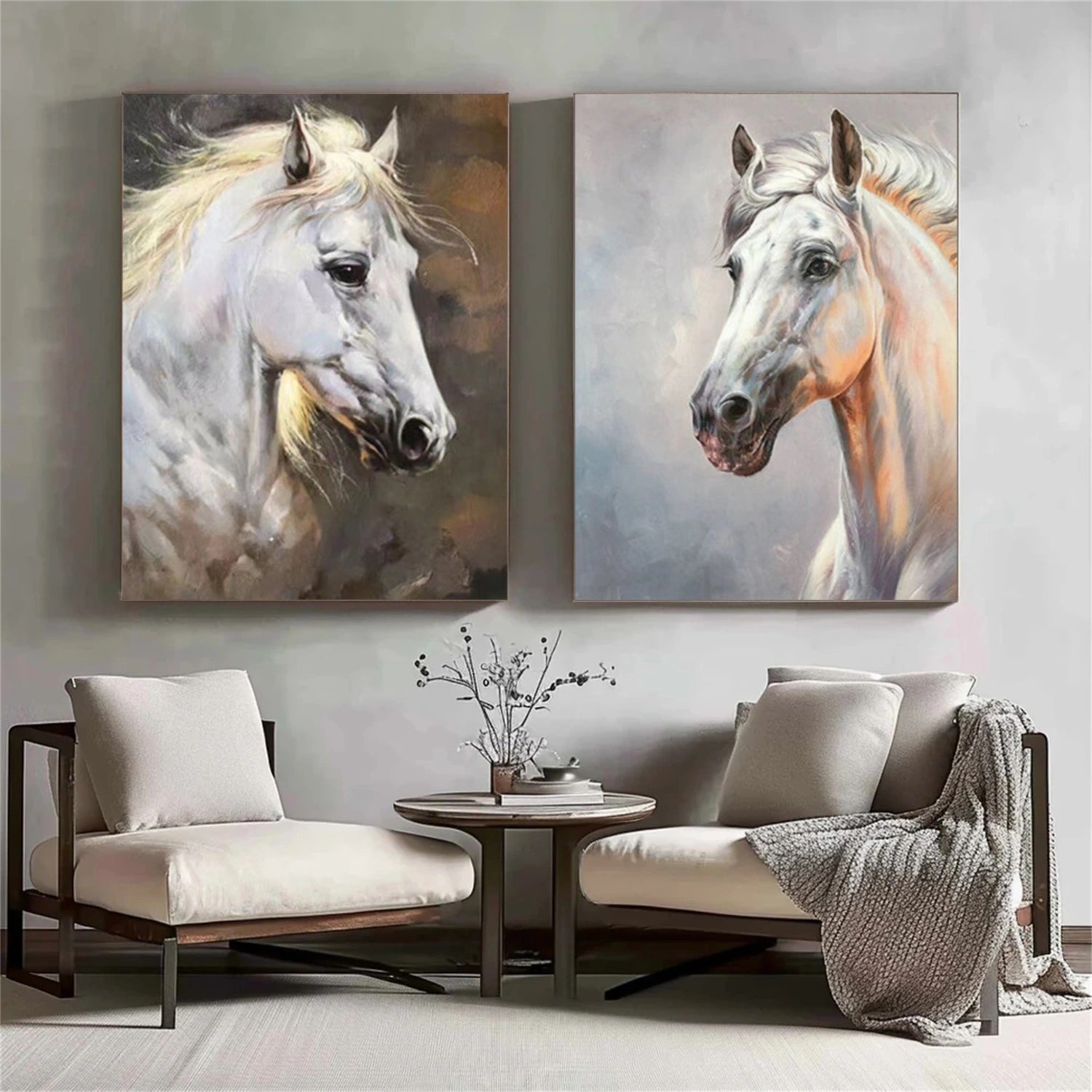 Abstract Animal Art Horse Wall Art Set of 2 #AT049, image size:1500x1500
