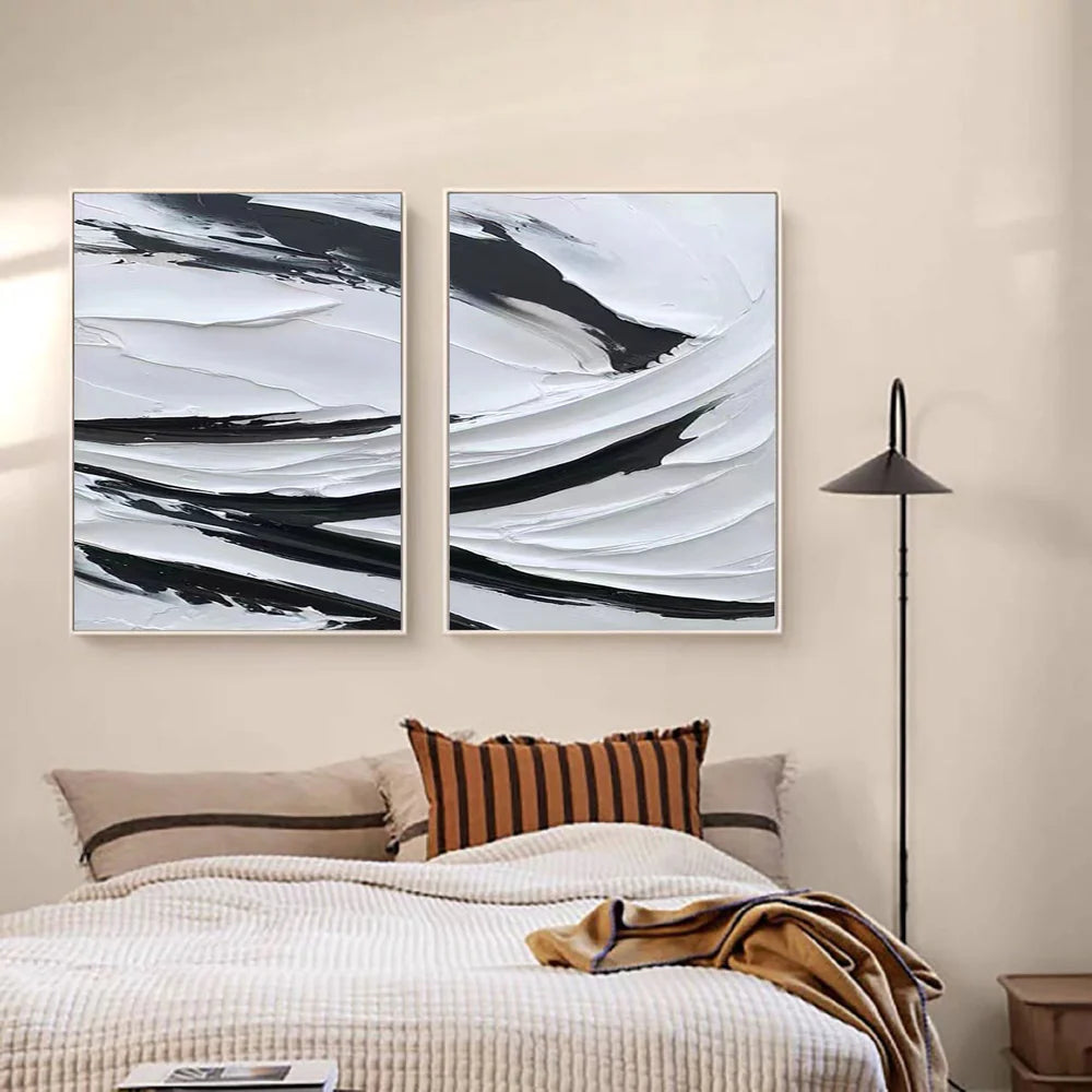 White Textured Minimalist Wall Art Set of 2 #WT034
