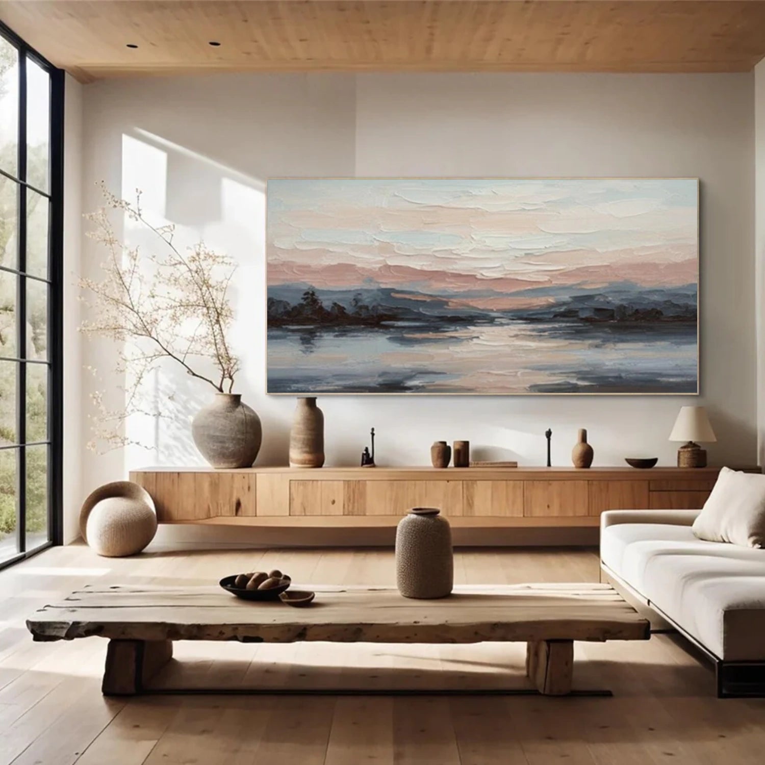 Sky And Ocean Abstract Textured Wall Art #SO387