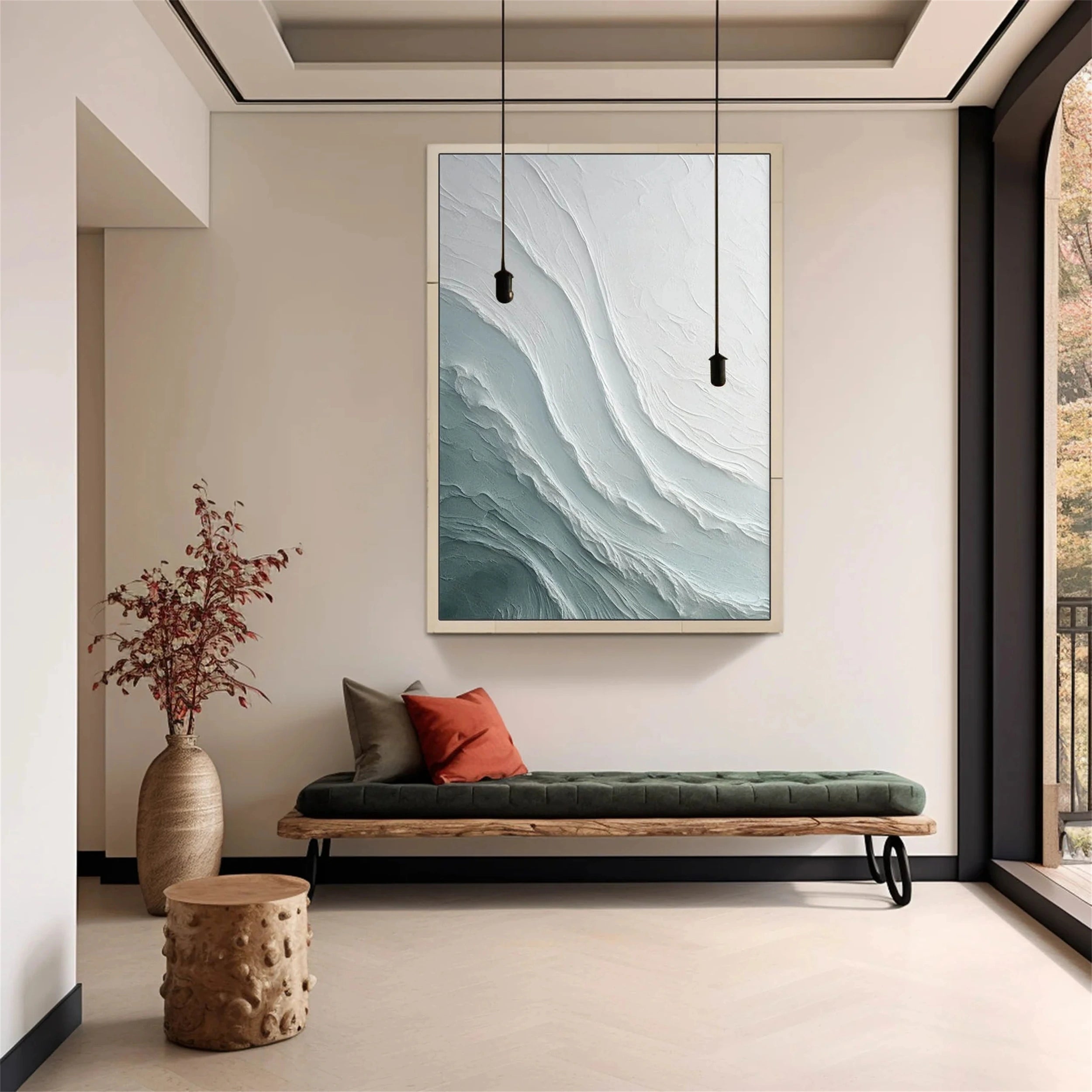 Blue Textured Minimalist Wall Art #BL023