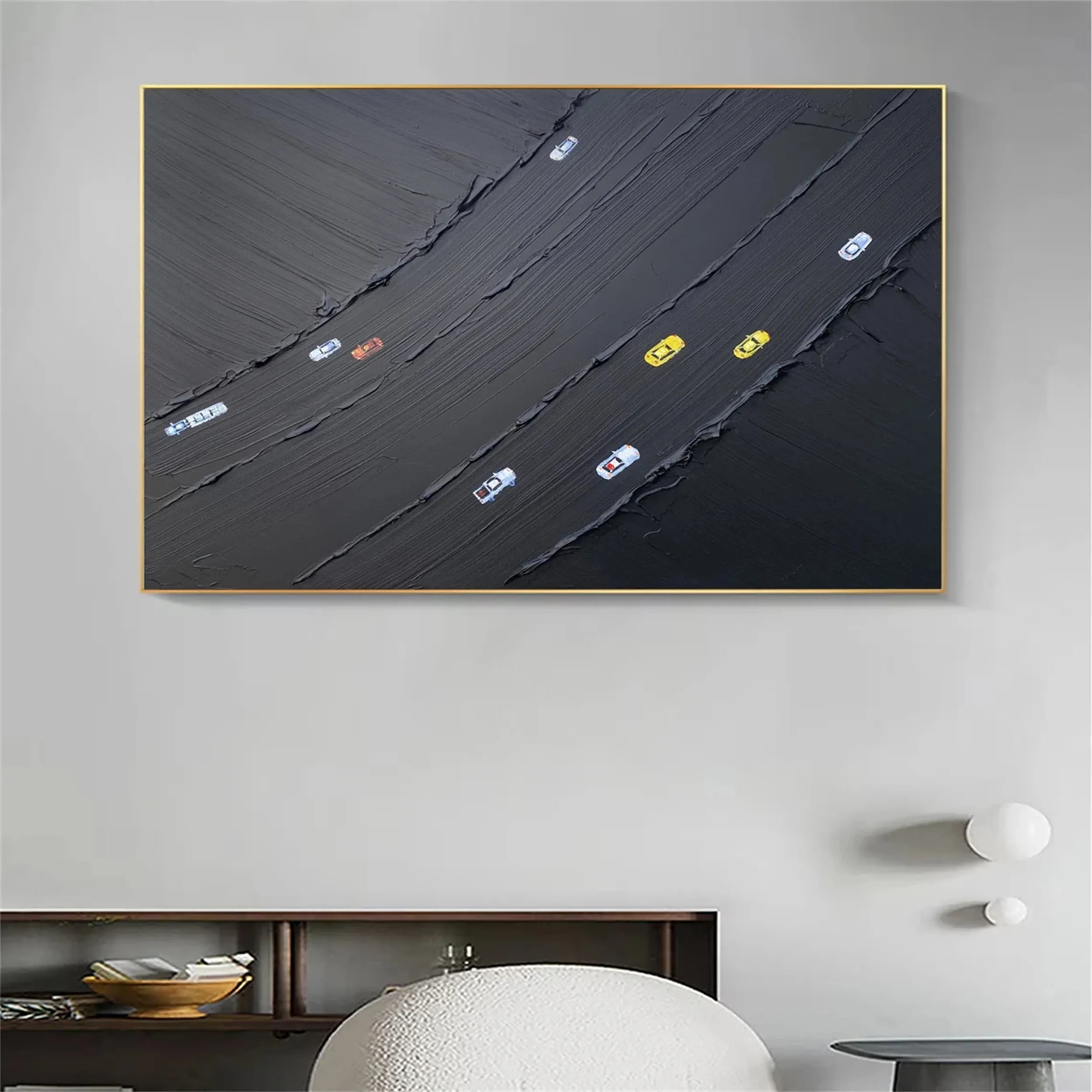 Black Textured Minimalist Wall Art #BT065
