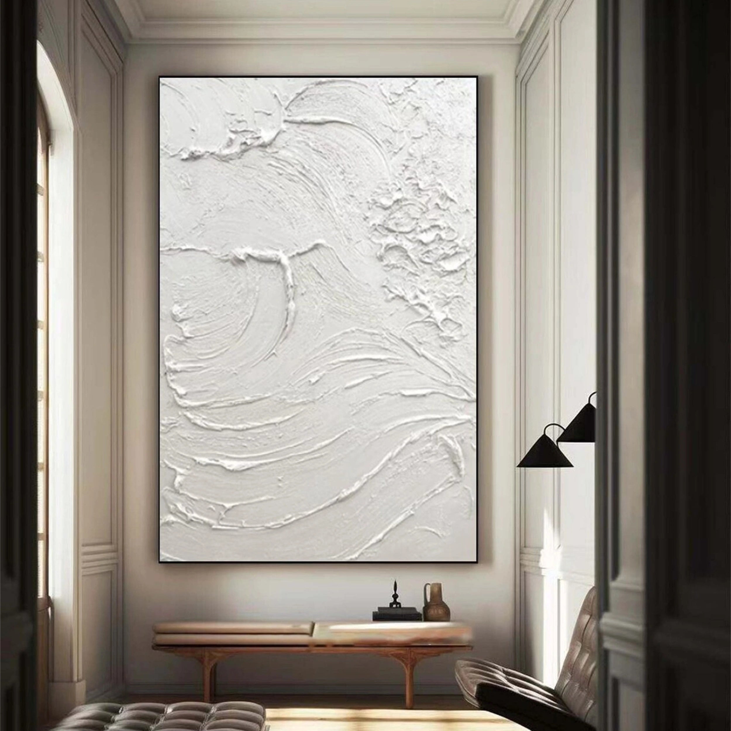 White Textured Minimalist Wall Art #WT078