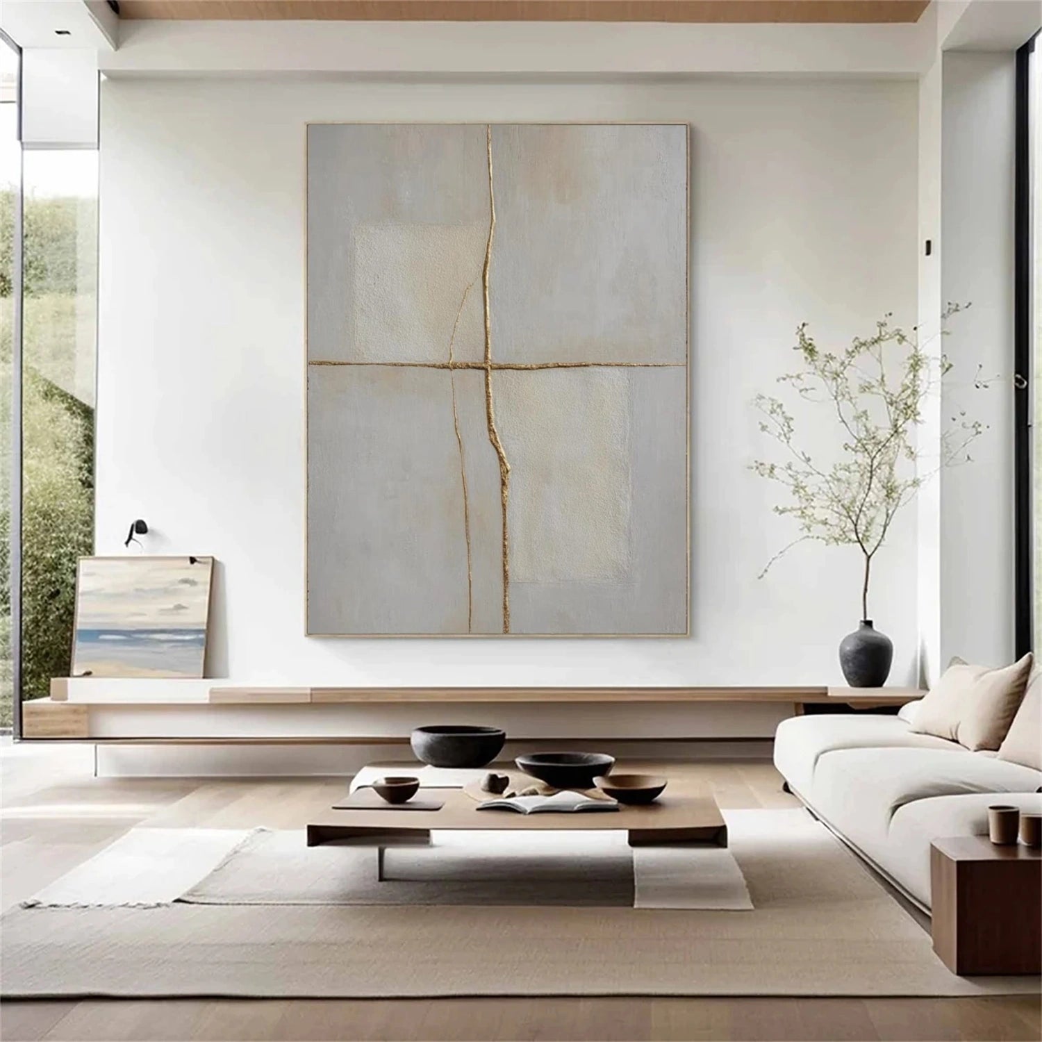Beige and Grey Textured Minimalist Wall Art #WT249