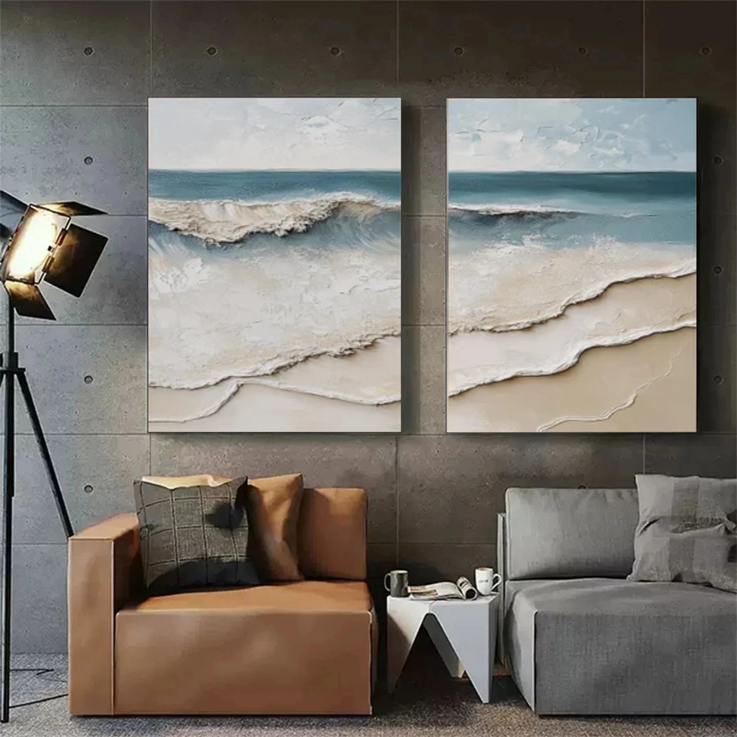 Sky And Ocean Abstract Textured Wall Art Set of 2 #SO289