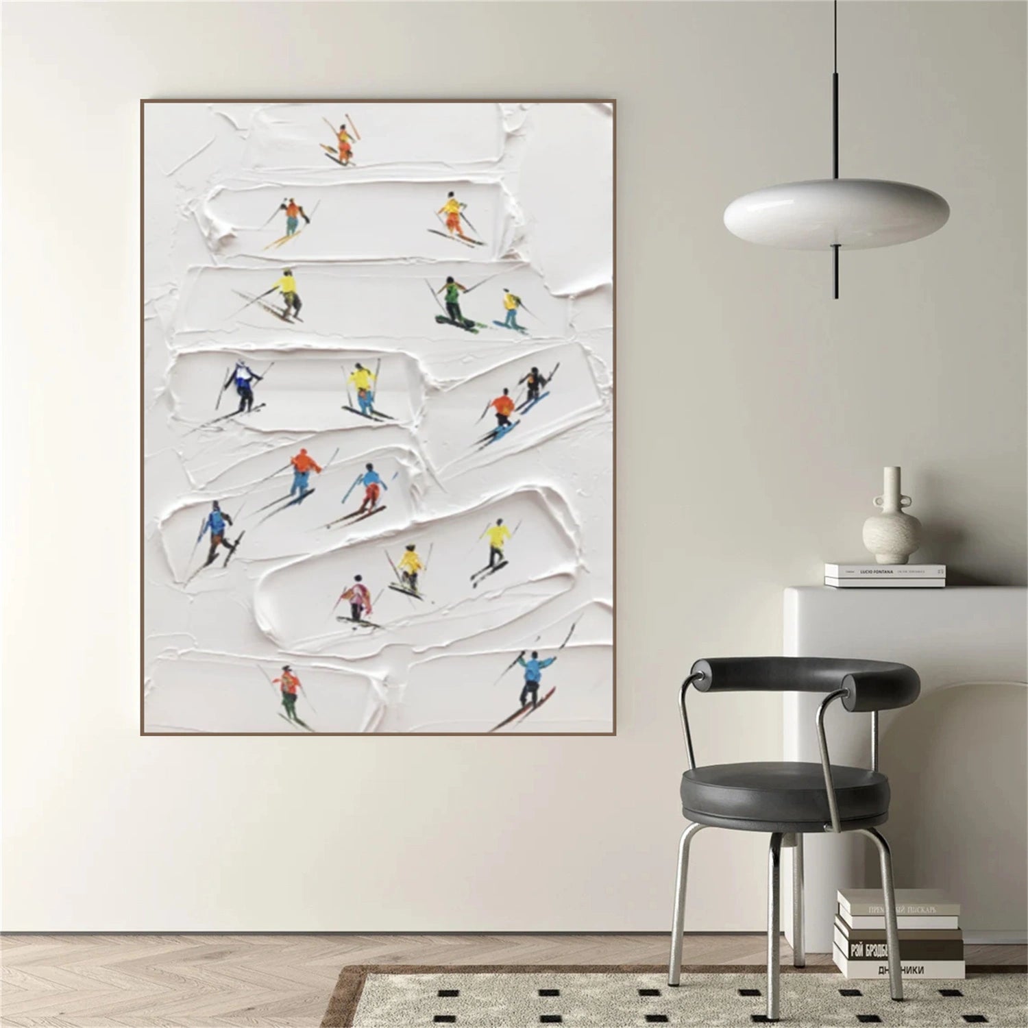 Skiing Sport Textured Wall Art #BA032
