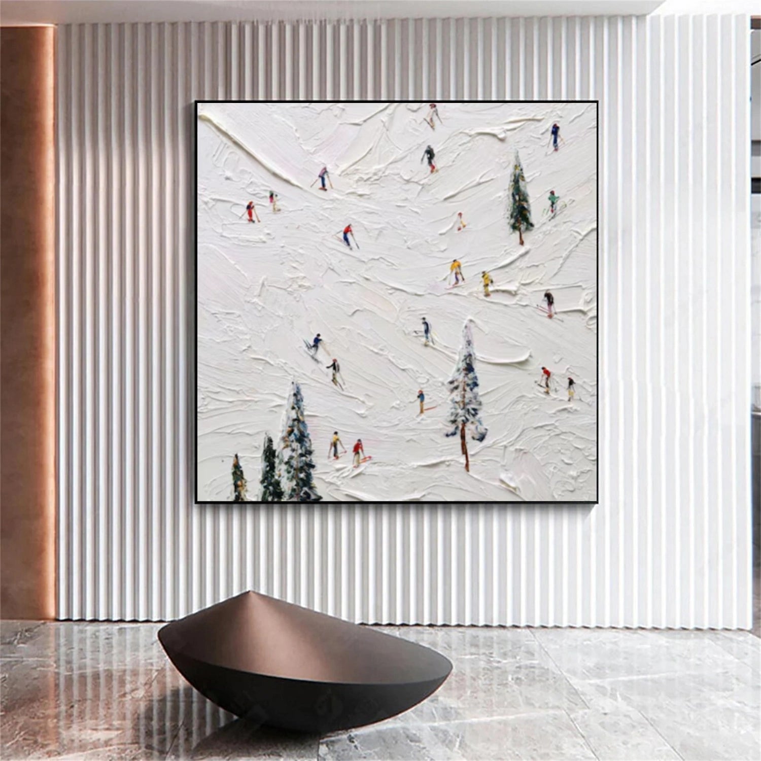 Skiing Sport Textured Wall Art #BA019