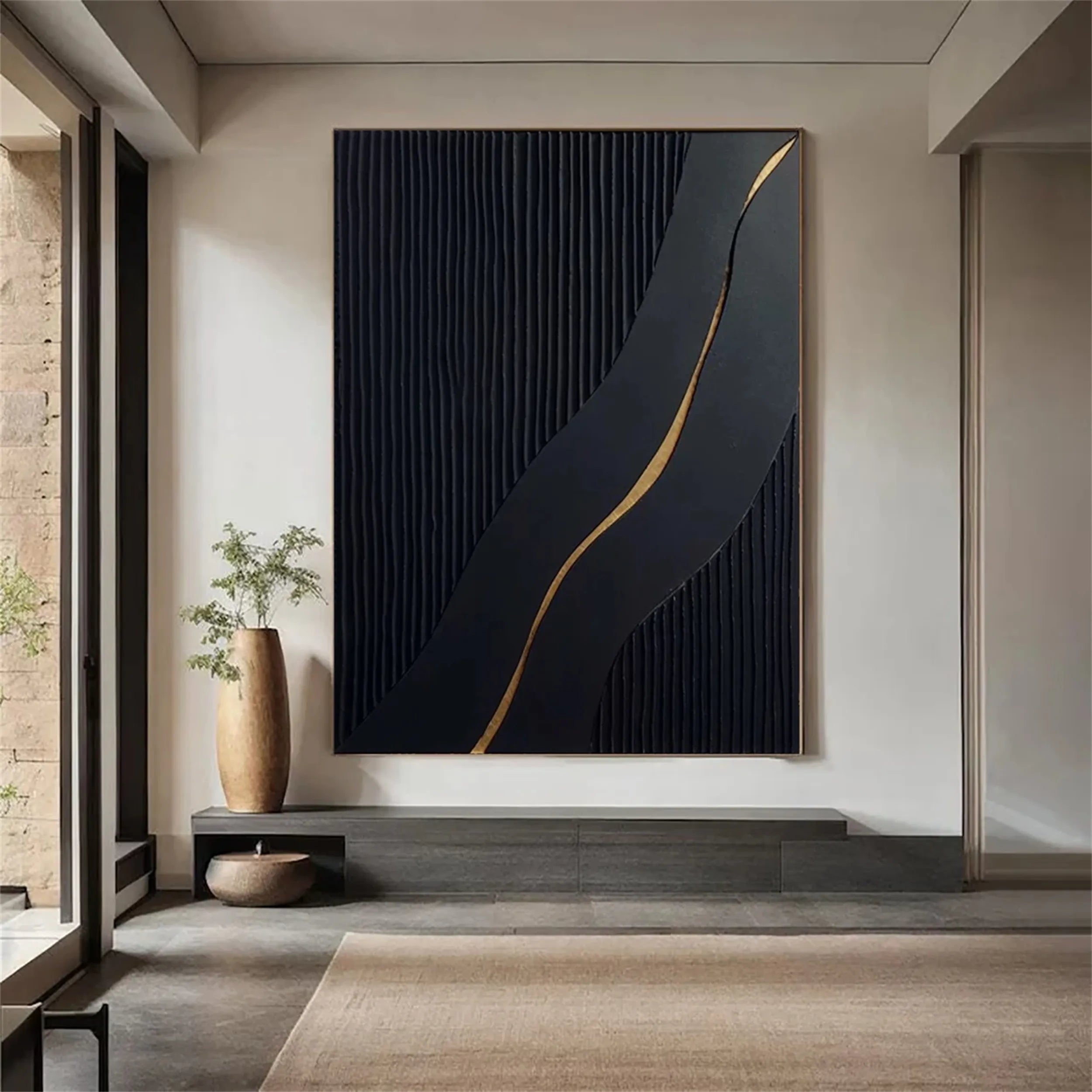 Black Textured Minimalist Wall Art #BT056