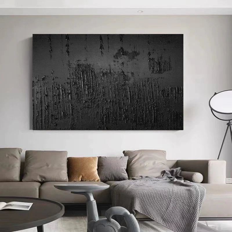 Black Textured Minimalist Wall Art #BT018
