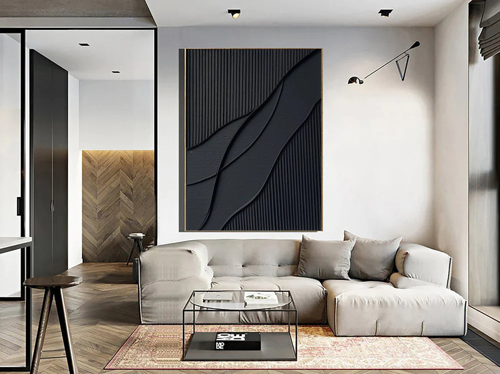 Black Textured Minimalist Wall Art #BT006